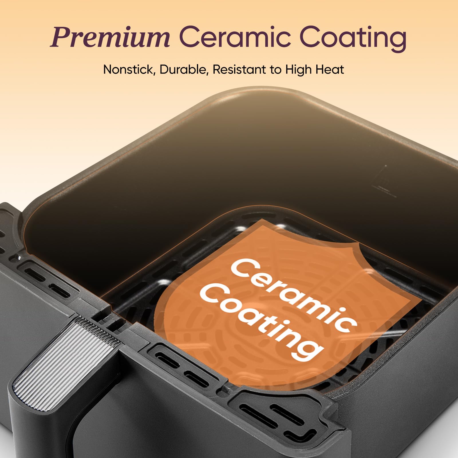 Cosori 9-in-1 TurboBlaze Air Fryer 6 Qt, PFAS-Free Ceramic Coating, 90°–450°F, Precise Heating for Even Results, Air Fry, Roast, Bake, Broil, Dry, Frozen, Proof, Reheat, Keep Warm, 120V, Dark Gray