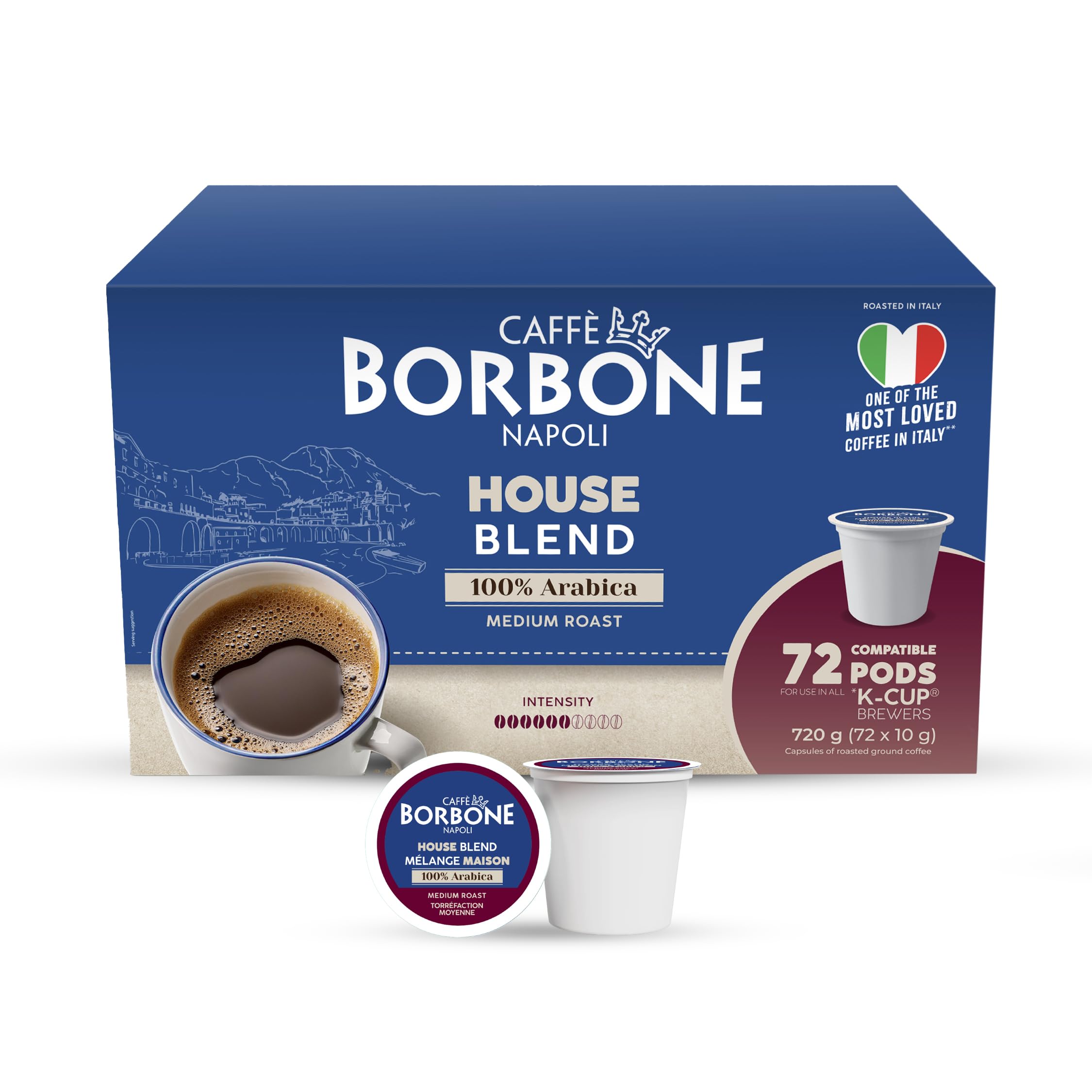 Caffè Borbone Italian Roast Coffee (60 Count) – Medium Dark Roast, Arabica & Robusta Blend, Roasted in Italy for a Bold, Smooth Taste – Single Serve Coffee Pods Compatible with K-Cup Brewers