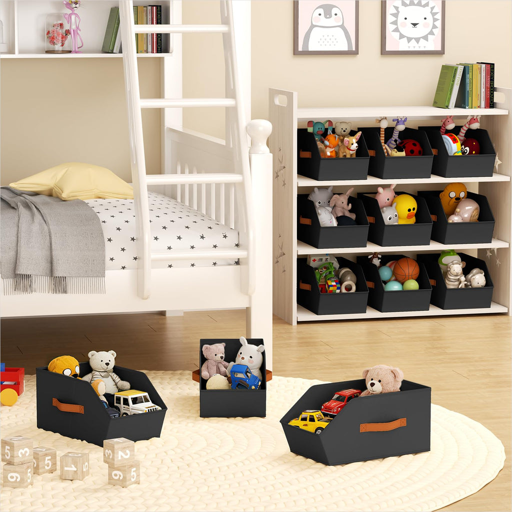 Homsorout Fabric Closet Storage Cubes - 6 Pack Square Storage Bins with Dual Handles for Clothes, Towels, Toys, Cube Storage Organizers for Bedroom, Nursery, Shelves, Closet, Small Spaces, Beige