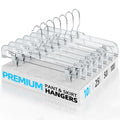 HOUSE DAY 50 Pack 14 inch Clear Plastic Pants Hangers with Clips, Skirt Hangers, Clip Hangers for Pants, Trouser Bulk Plastic Pant Hangers