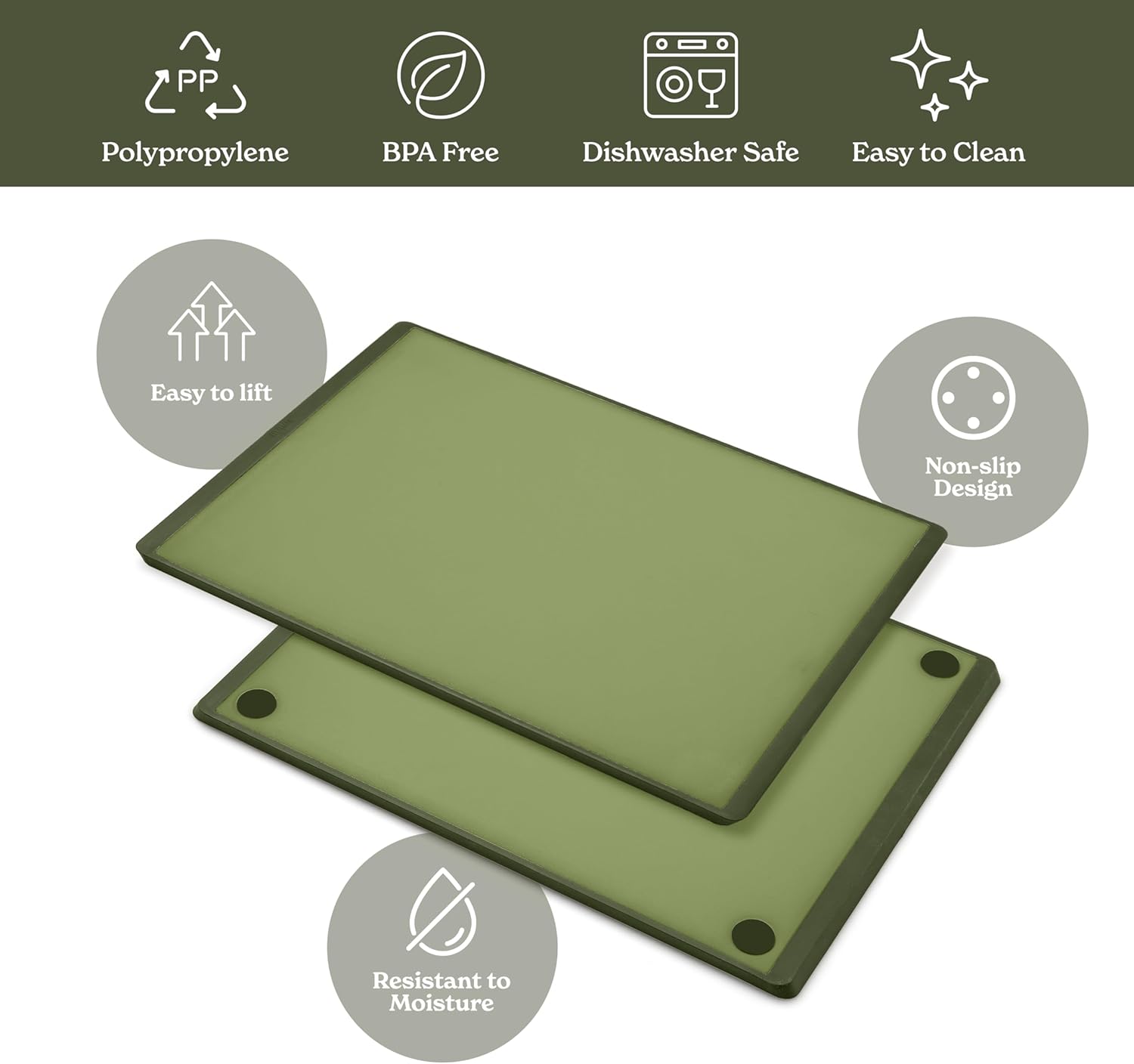 SMIRLY Green Bundle: 22 pcs Acacia Handle Silicone Cooking Utensil Set + Plastic Cutting Board