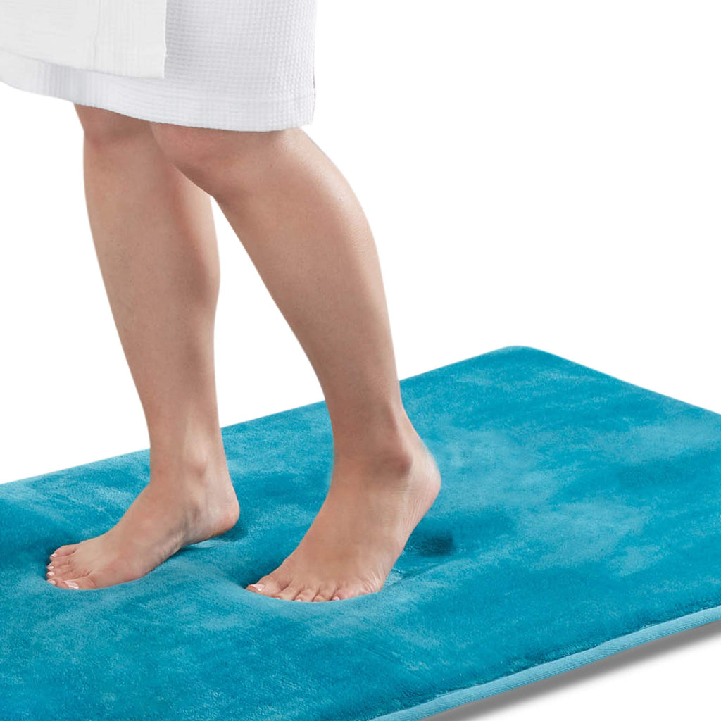 Genteele Memory Foam Bath Mat Non Slip Absorbent Super Cozy Velvet Bathroom Rug Carpet (20 inches X 32 inches, Grey)