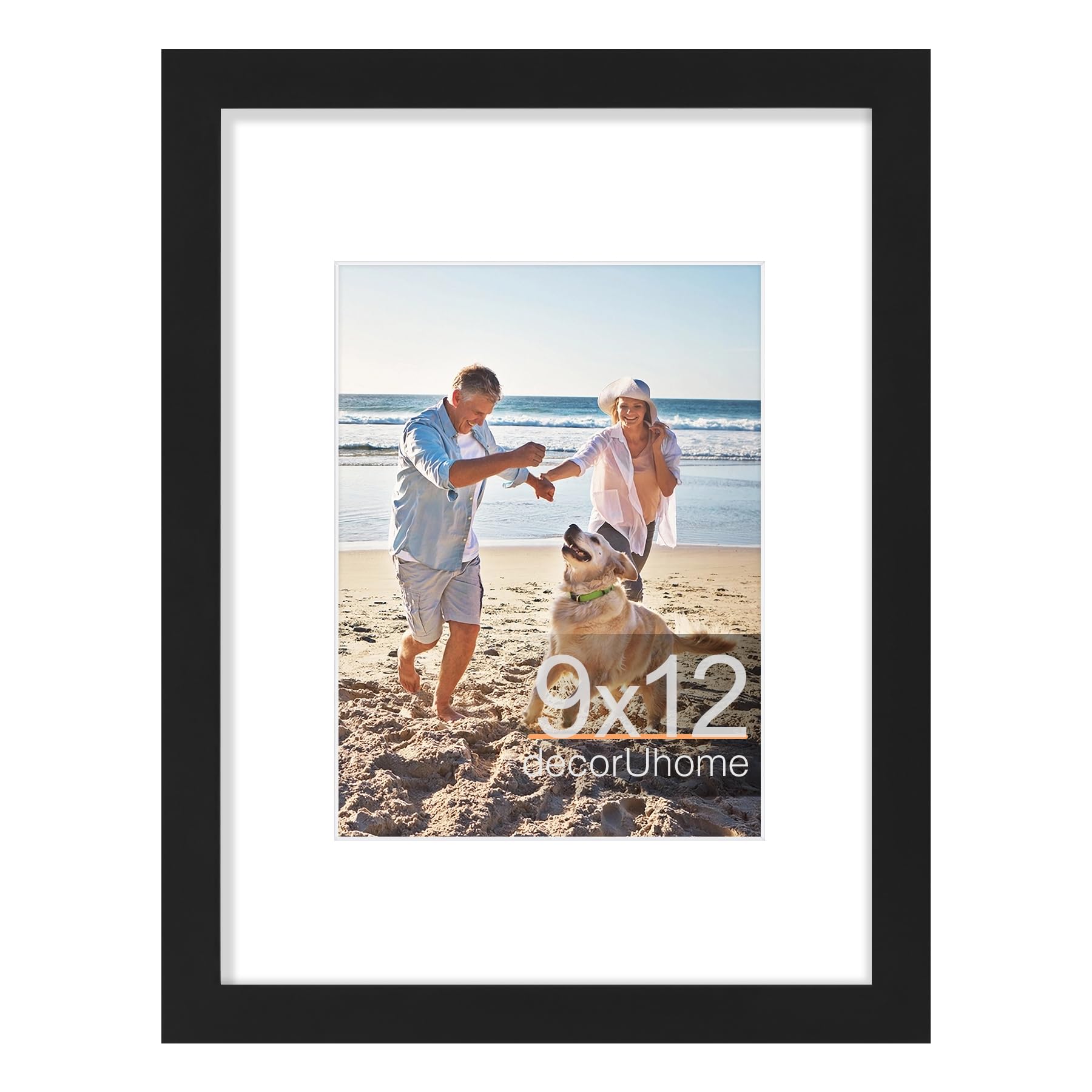 decorUhome 8x10 Picture Frame, Display Pictures 5x7 with Mat or 8x10 without Mat, Wall & Tabletop Display Photo Frame, Black, 1 Pack