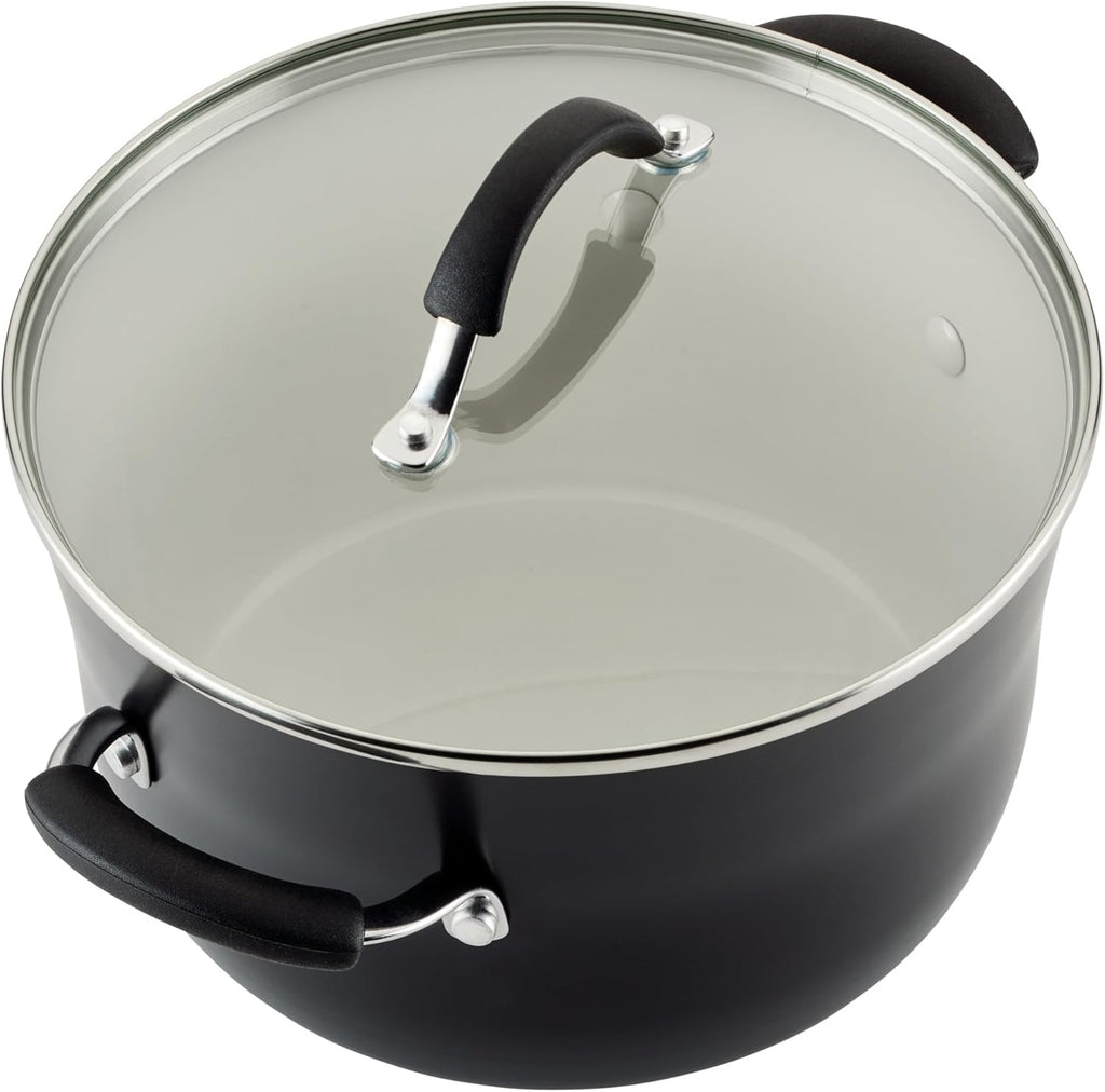 Rachael Ray - 16802 Rachael Ray Cucina Nonstick Cookware Pots and Pans Set, 12 Piece, Sea Salt Gray