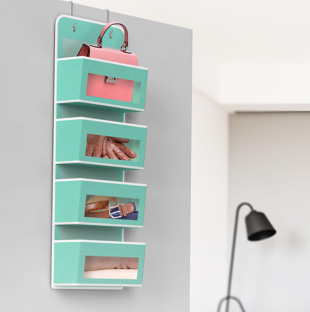 Simple Houseware 6 Clear Window Pocket Over Closet Door Storage Hanging Organizer for Bedroom, Bathroom, Pantry, Beige