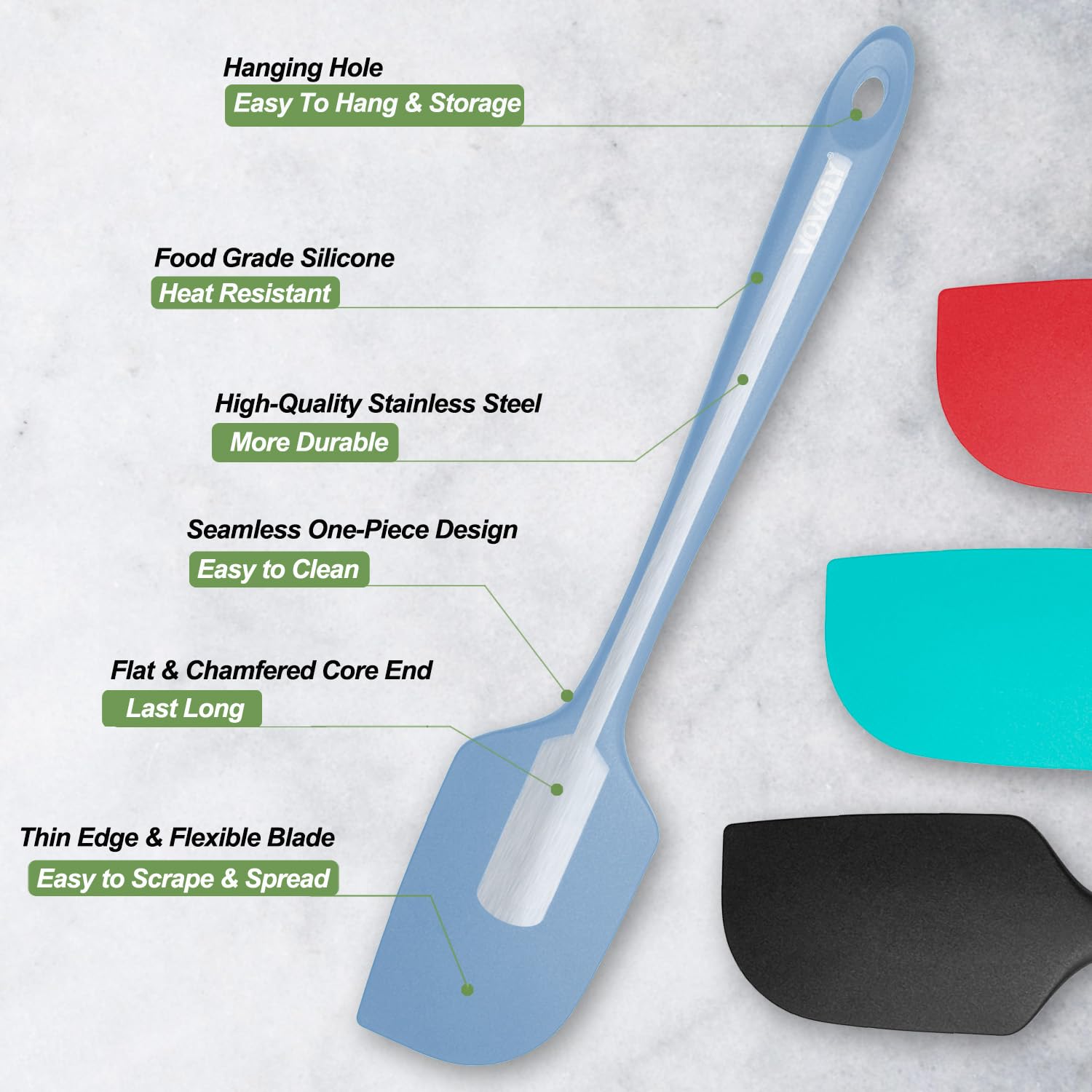 3 Pack Large Silicone Spatula for Kitchen,600°F Heat resistant Rubber Spatulas for Baking,Cooking, Scraping,and Mixing,Non Stick Kitchen Utensils, BPA Free, 11.2 IN, Khaki
