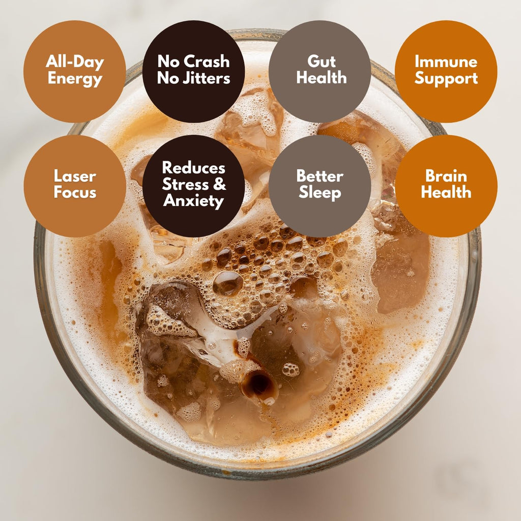 Cuppa Medium Roast Mushroom Coffee with Adaptogens & Superfoods - Lion’s Mane, Ashwagandha & Cordyceps. Adaptogens + MCT to support natural energy, mental focus & gut health (30 Servings)