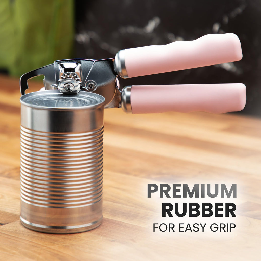 Zulay Kitchen COMFY™ Can Opener Manual with Bottle Opener - Rust Proof Stainless Steel Manual Can Opener With Turn Knob & Comfy Soft Grip Handles - Black