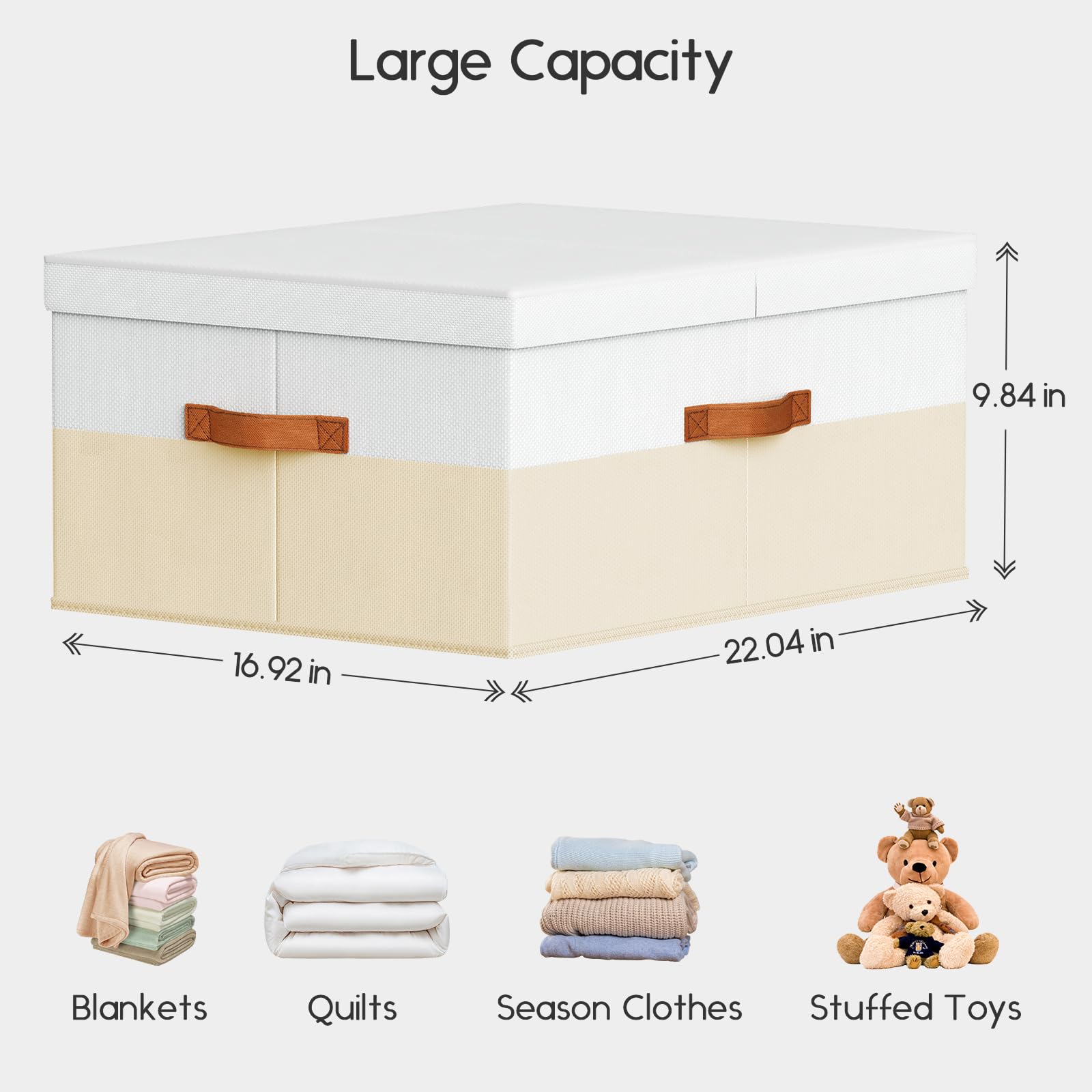 Homsorout Extra Large Storage Bins - 2 Pack Closet Storage Boxes with Double-Open Lid & Divider Board, Stackable Colthes Storage Organizer, Fabric Basket with Label Tag for Home, Laundry