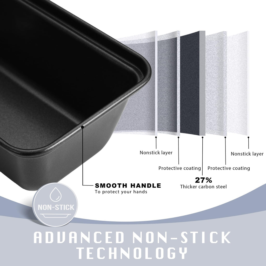 HONGBAKE Mini Loaf Pan for Baking Bread, 6 x 3.3 x 2 In Nonstick Small Banana Bread Tins Set of 3, Tiny Carbon Steel Meatloaf Pan - Dark Grey