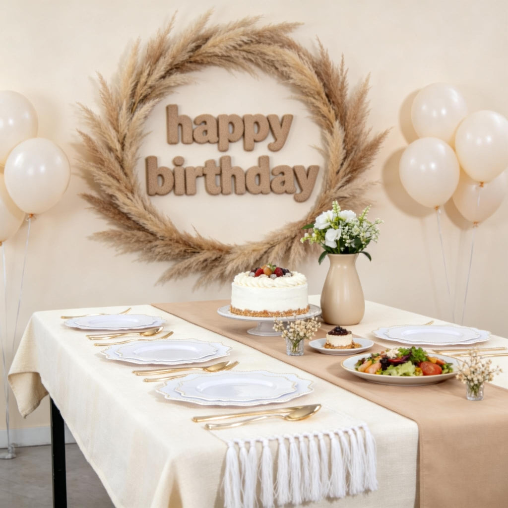 COLOSUS 60PCS White Plastic Plates for 30 guests-Fancy Plastic Beaded Plates,Plastic Plates for Party, Elegant White plates,Include 30 PCS 10.5" Dinner plates & 30PCS 8.25" Dessert plates for easter