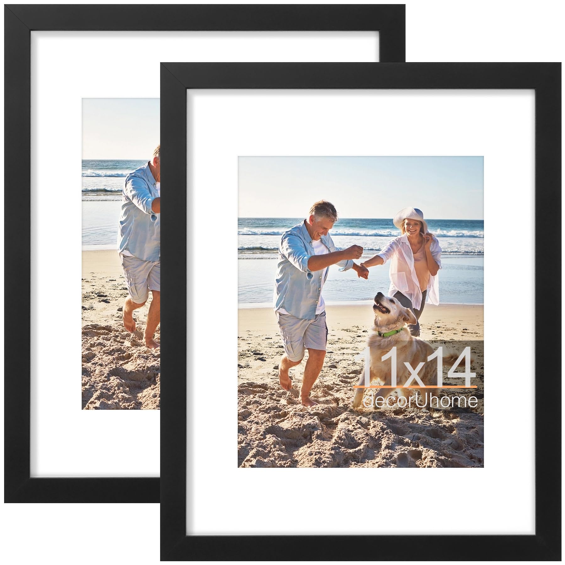 decorUhome 8x10 Picture Frame, Display Pictures 5x7 with Mat or 8x10 without Mat, Wall & Tabletop Display Photo Frame, Black, 1 Pack