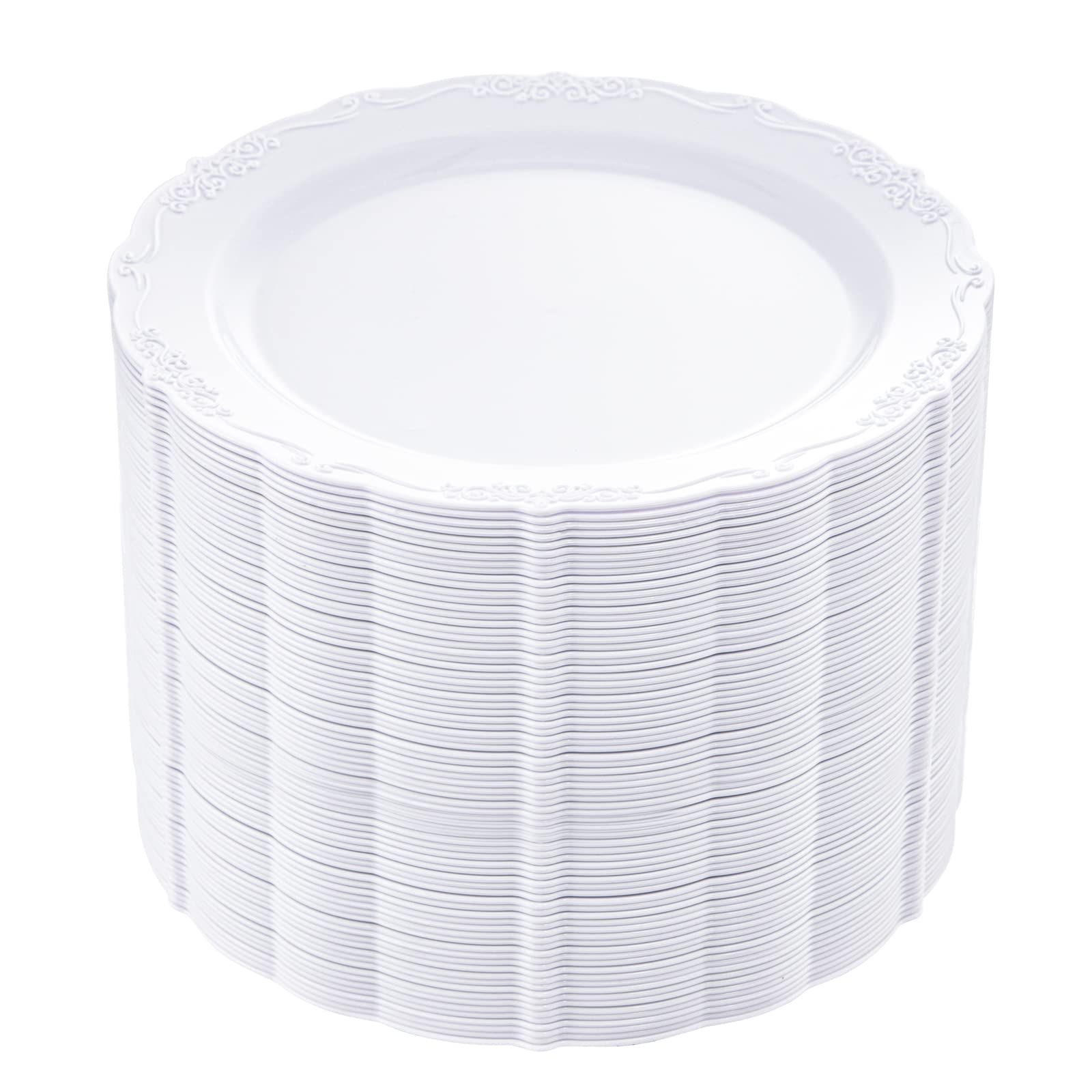 DaYammi 60PCS White Plastic Plates, Heavy Duty White Disposable Plates Premium 10inch Dinner Plates Hard Plastic Plates Disposable for Party Wedding Bridal Shower