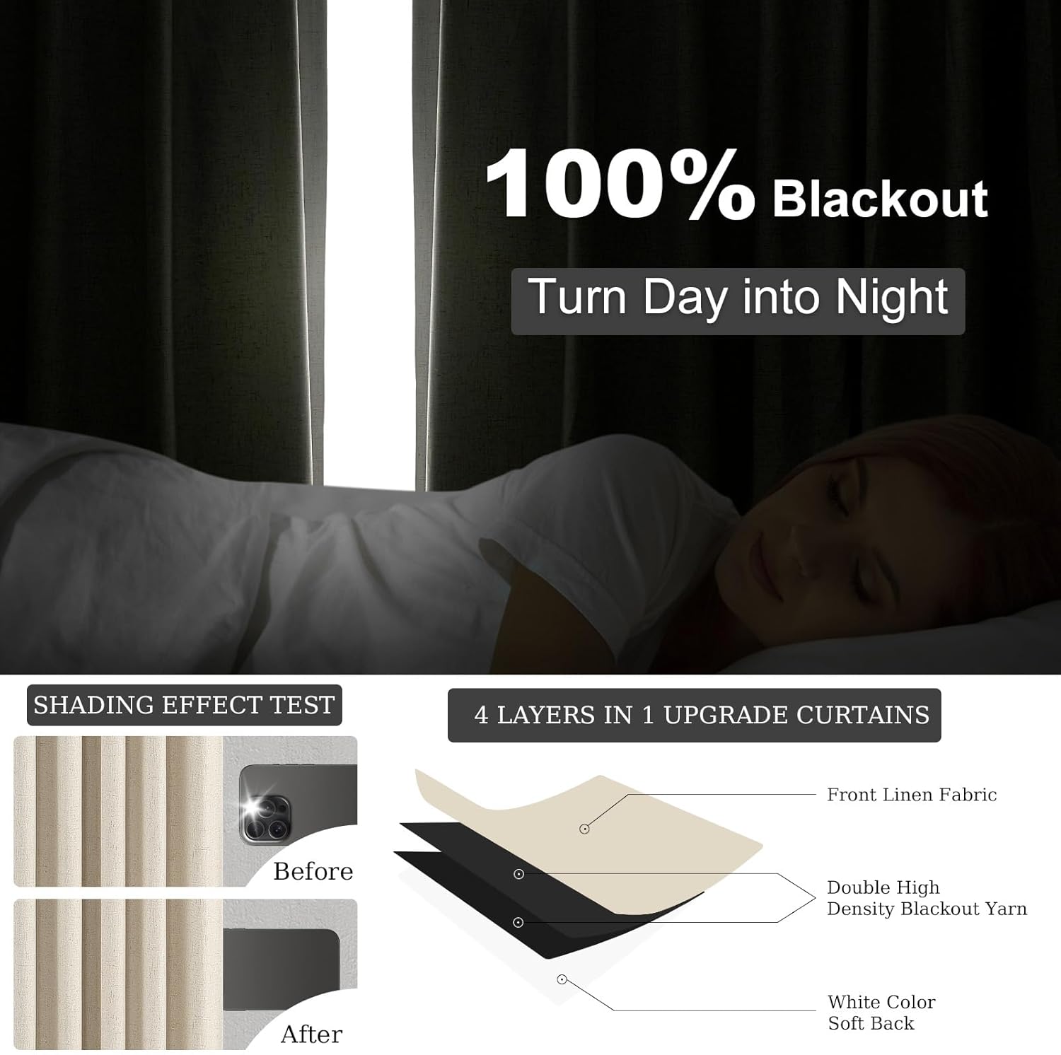 Topfinel Extral Wide Custom Sliding Door Curtains, Cream Beige Pinch Pleated 100% Blackout Linen Luxury Curtains with Hooks for Patio Large Window Living Room Track, 72" Wx84 L 2 Panel