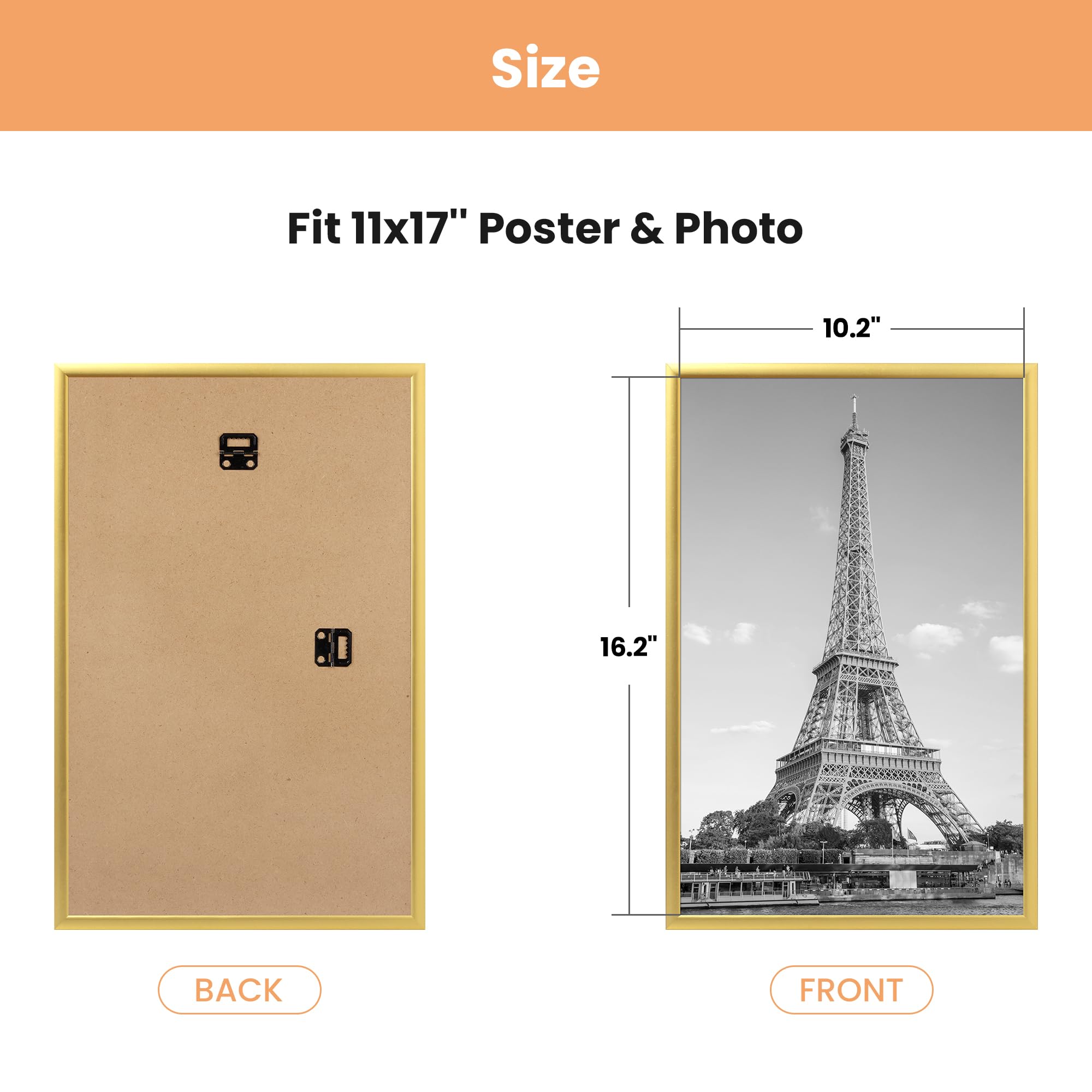upsimples 12x16 Picture Frame Black 3 Pack, Scratch-Proof Poster Frames 12 x 16 for Photo Gallery - Slide-In Strips, Horizontal or Vertical Wall Mounting