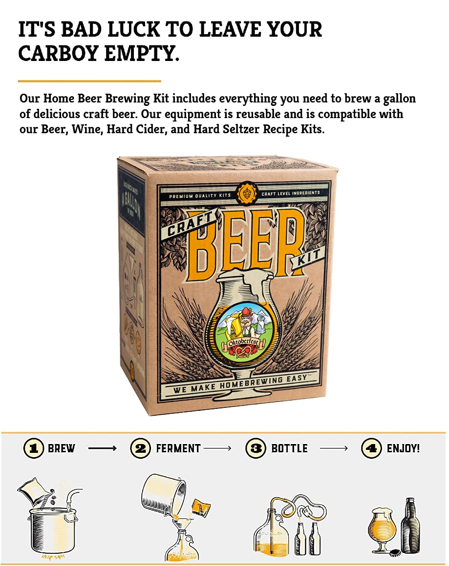Craft A Brew - American Pale Ale - Beer Making Kit - Make Your Own Craft Beer - Complete Equipment and Supplies - Starter Home Brewing Kit - 1 Gallon