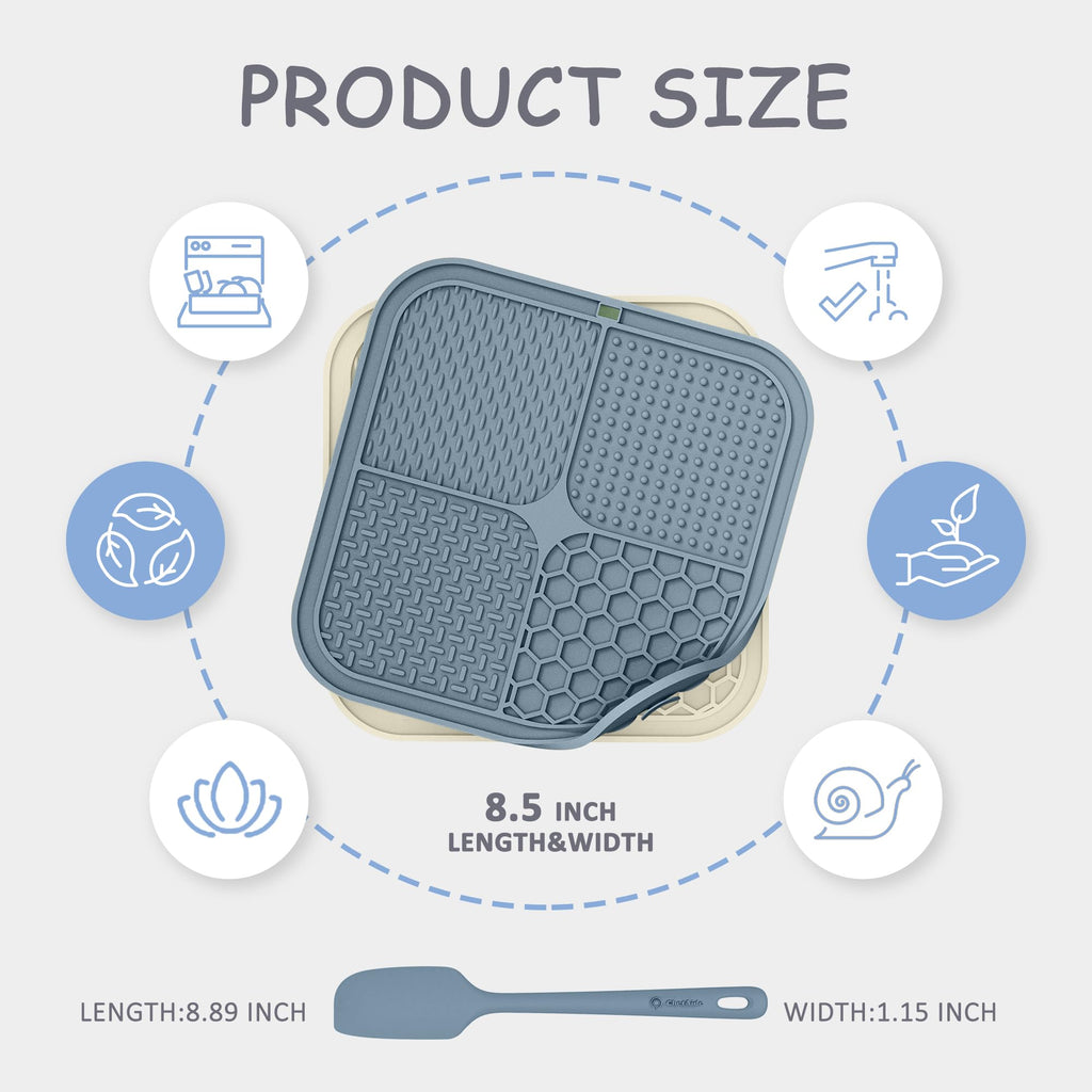 2 Pack Lick Mat for Dogs,Cats,Upgraded 8.5×8.5 inches Licking Mats with Suction Cups,Slow Feeder Licking Pad for Anxiety Relief and Boredom Reducer,Suitable for Dog Training Set 2