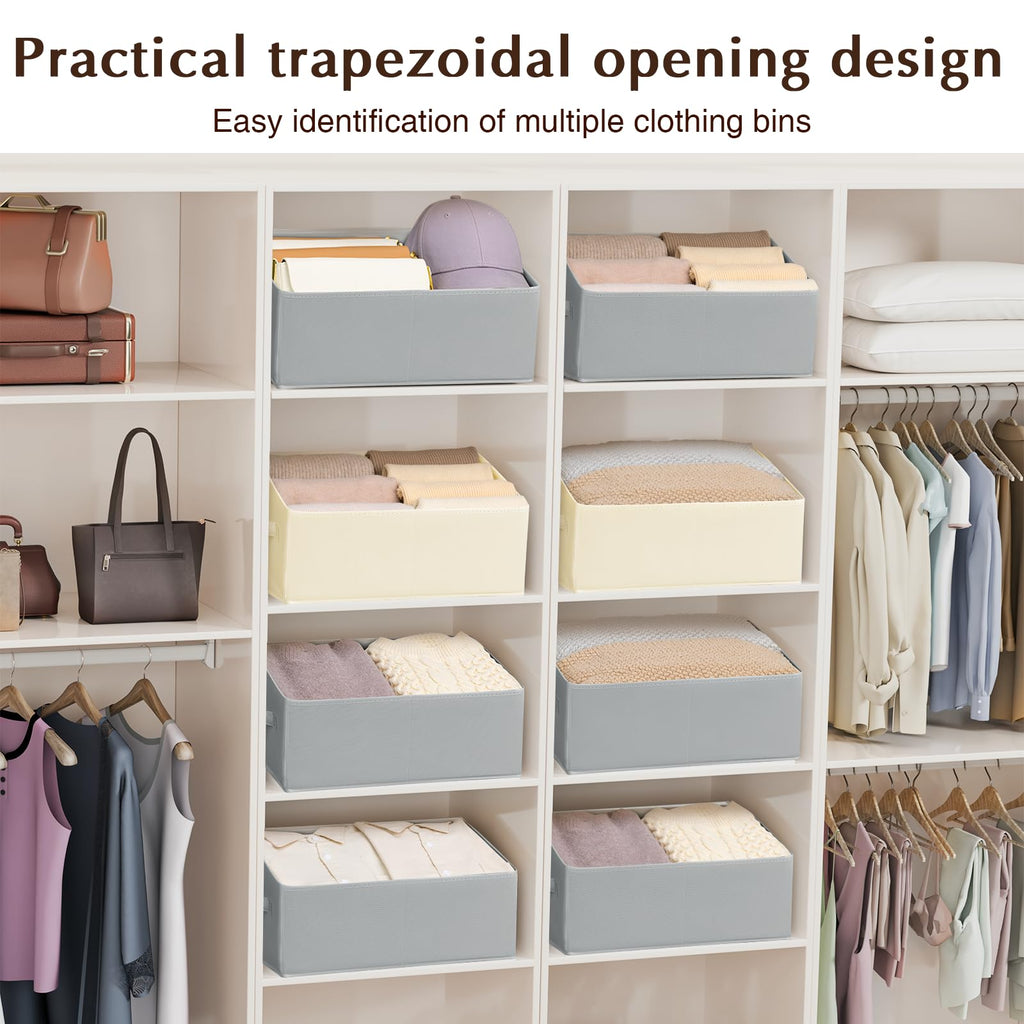 Homsorout Storage Bins Cube Storage Organizer - 8 Pack Fabric Trapezoid Storage Cubes for Bins and Baskets for Shelves Collapsible Non-Separating Trapezoidal Flared Cube Organizer, Light Gray