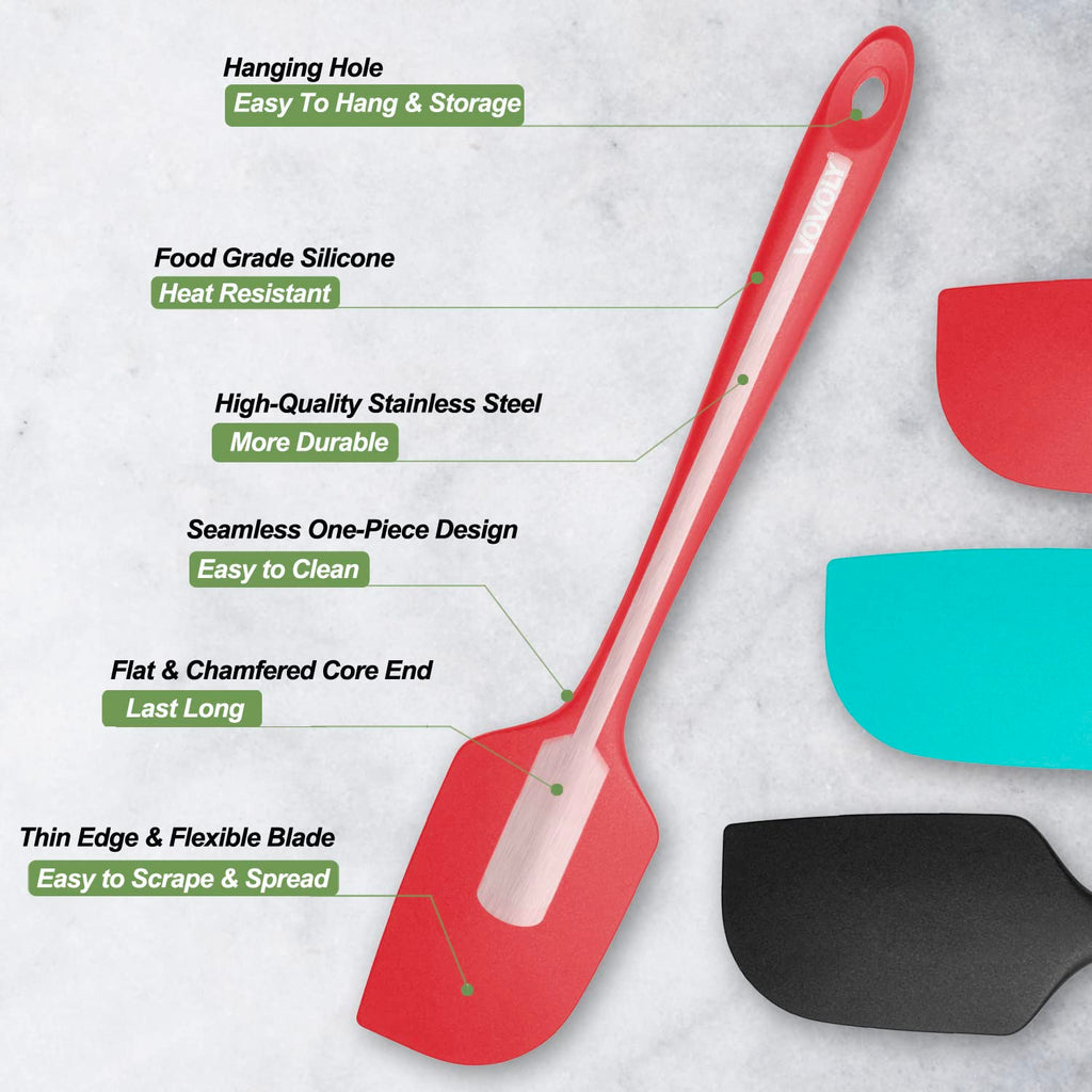3 Pack Large Silicone Spatula for Kitchen,600°F Heat resistant Rubber Spatulas for Baking,Cooking, Scraping,and Mixing,Non Stick Kitchen Utensils, BPA Free, 11.2 IN, Khaki