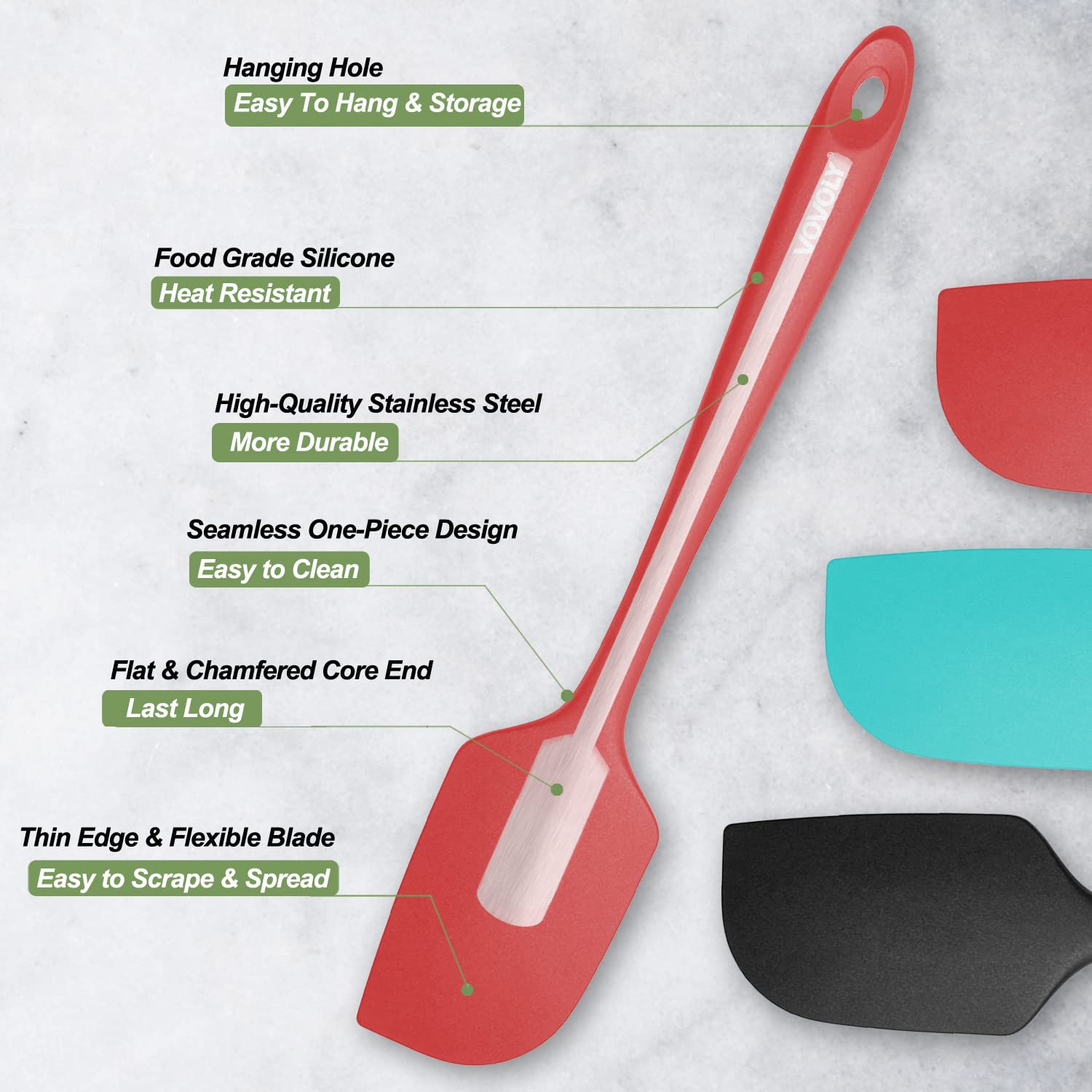 3 Pack Large Silicone Spatula for Kitchen,600°F Heat resistant Rubber Spatulas for Baking,Cooking, Scraping,and Mixing,Non Stick Kitchen Utensils, BPA Free, 11.2 IN, Khaki