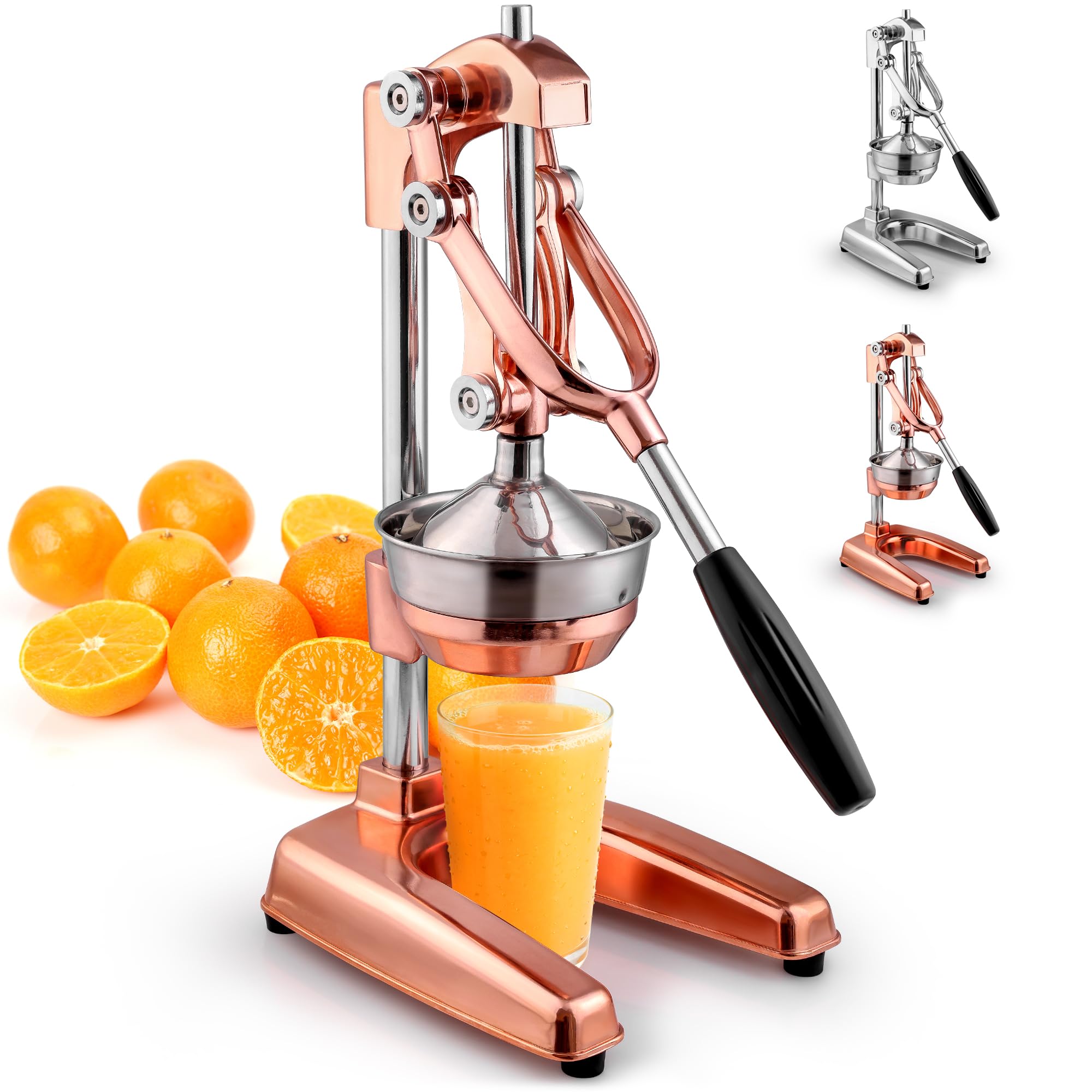 Zulay Kitchen Cast Iron Juicer - Easy-to-Clean Heavy-Duty Manual Juicer, Professional Citrus Juicer - Stainless Steel Lemon Squeezer - Manual Citrus Press & Orange Squeezer - Orange Juicer (Black)