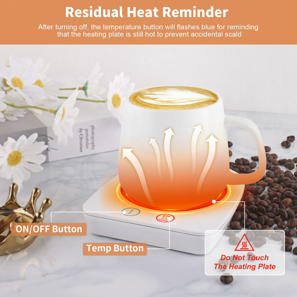 VOBAGA Imitation Wood Grain Coffee Cup Warmer & Mug Warmer for Desk, Electric Coffee Warmer Plate with 3-Temp Settings for Tea, Cocoa, Milk with Auto Shut Off After 4 Hours, Coffee Gifts for Women Men