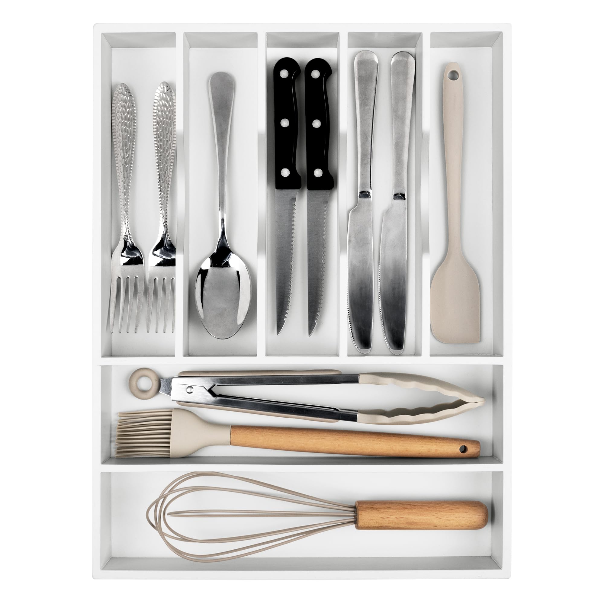 Bellsal Silverware Organizer Kitchen Drawer Organizer Expandable Bamboo Utensil Holder Cutlery Tray for Kitchen Utensil and Flatware Bedroom Office