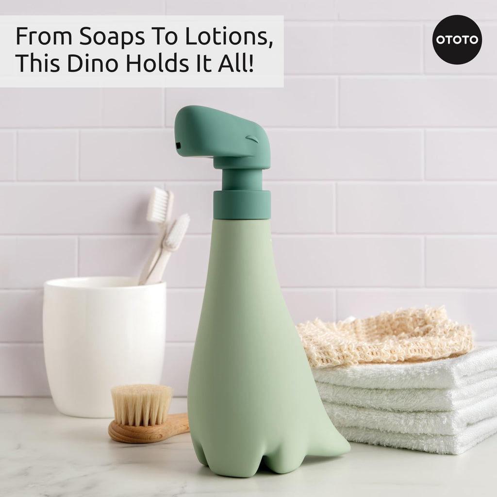 OTOTO New Soapasaurous Dino Hand Soap Dispenser - Cute Bathroom Accessories, Liquid Dish Soap Dispenser, Dinosaur, Cute Kitchen Accessories, Gifts for Kids