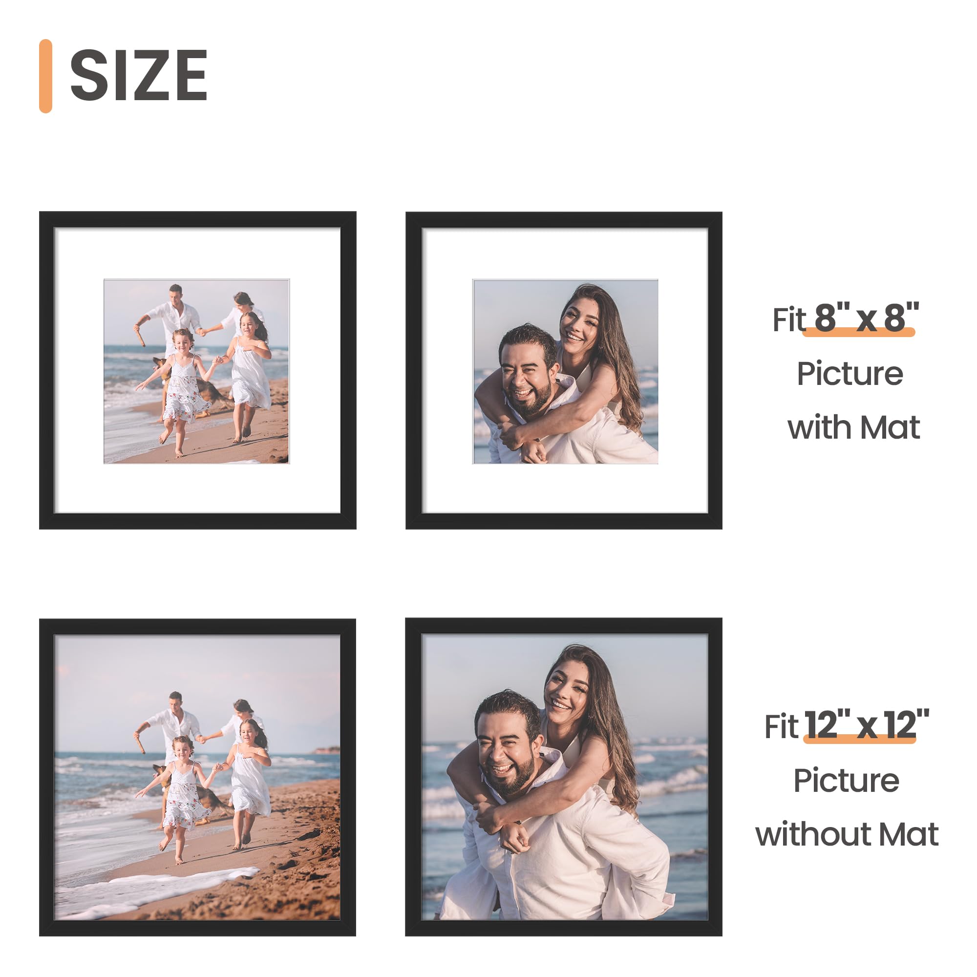 upsimples 5x7 Picture Frame Set of 10, Display Pictures 4x6 with Mat or 5x7 Without, Multi Photo Frames Collage for Wall or Tabletop Display, Black