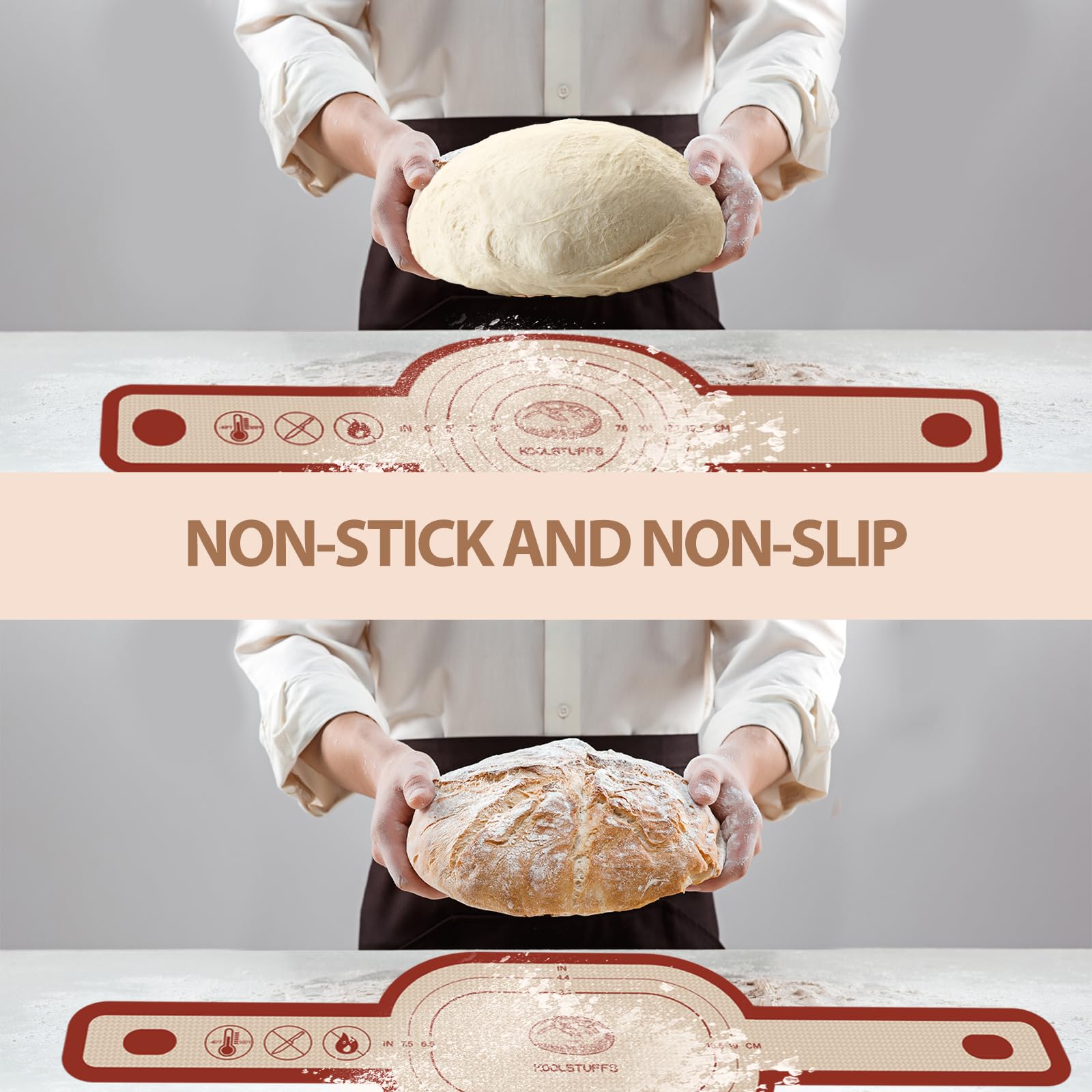 Silicone Bread Sling for Dutch Oven, 2 PCS Red Non-Stick & Reusable Bread Baking Supplies with Extra Long Handles, Easily Transfer Sourdough, Dishwasher Safe, Round