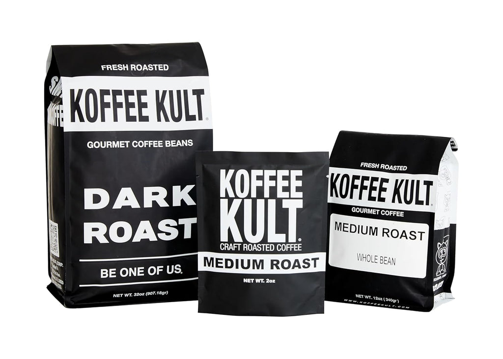 Koffee Kult Medium Roast Whole Bean Coffee - Premium Arabica Coffee Beans for Caffeine Enjoyers Seeking Bold, Rich Flavor and Aroma in Every Cup - Perfect for Brewing Enthusiasts (Whole Bean, 2oz)