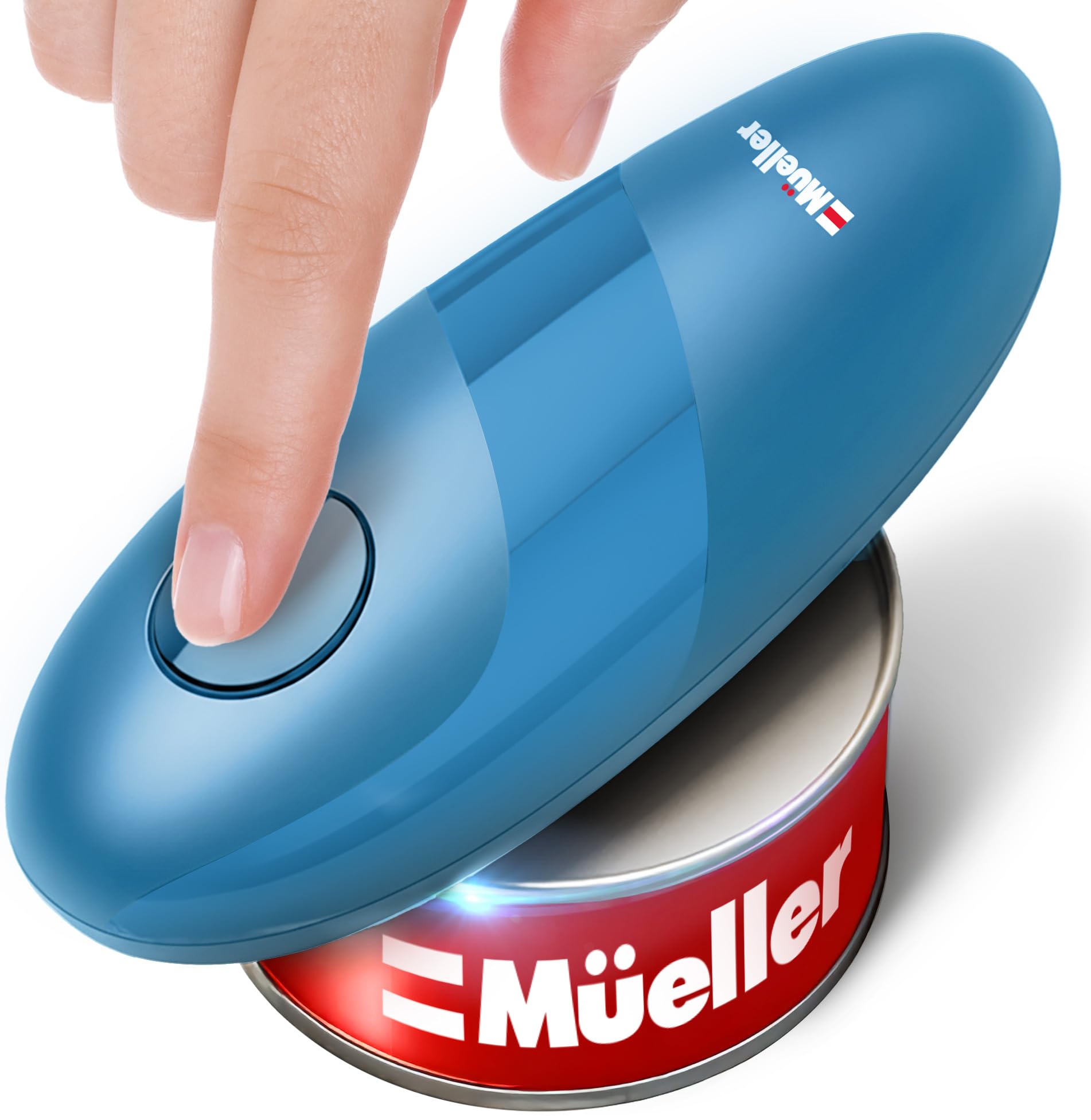 MUELLER HOME SmoothEdge Auto Electric Can Opener – Battery‑Operated One‑Touch w Magnet Lid Lifter – Portable Hands‑Free Automatic Can Openers for Seniors & Arthritis, Smooth‑Edge Cut Technology, Black