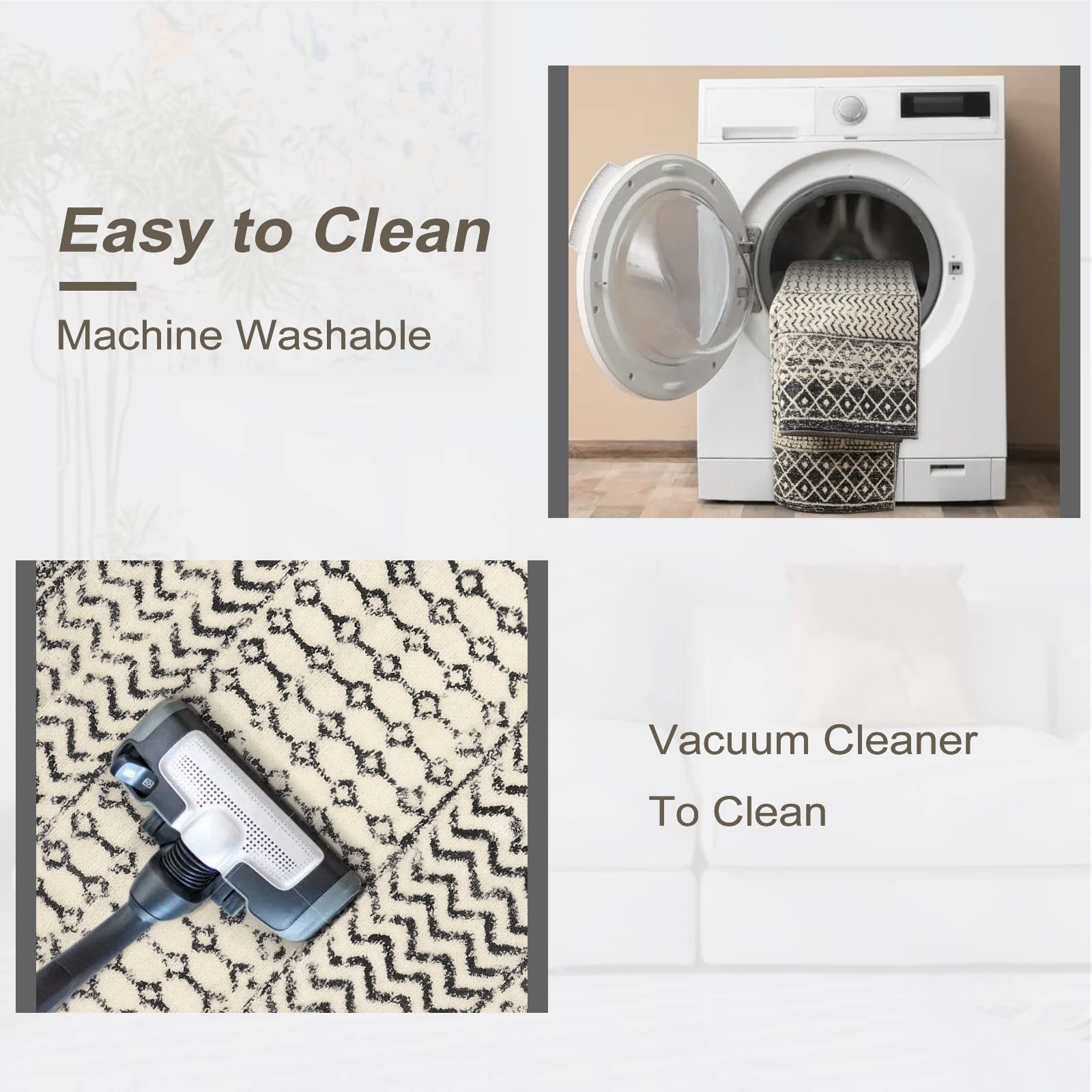 Moroccan Washable Rugs, 2x3 Light Grey Rug Non-Slip Small Distressed Entryway Rugs, Soft Low-Pile Bedroom Rug Indoor Doormat Carpet for Entryway Kitchen Bathroom