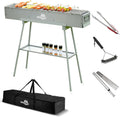 WILLBBQ Charcoal Grills Commercial Quality Portable Multiple Size Hibachi BBQ Lamb Skewer Folded Camping Barbecue Grill(39.4x7.1x5.1 inch With Accessories) and BBQ Bag