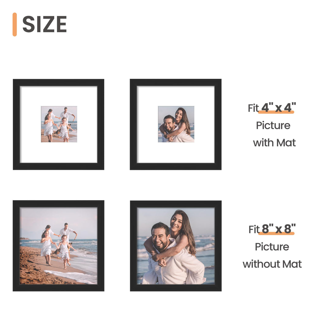 upsimples 5x7 Picture Frame Set of 10, Display Pictures 4x6 with Mat or 5x7 Without, Multi Photo Frames Collage for Wall or Tabletop Display, Black