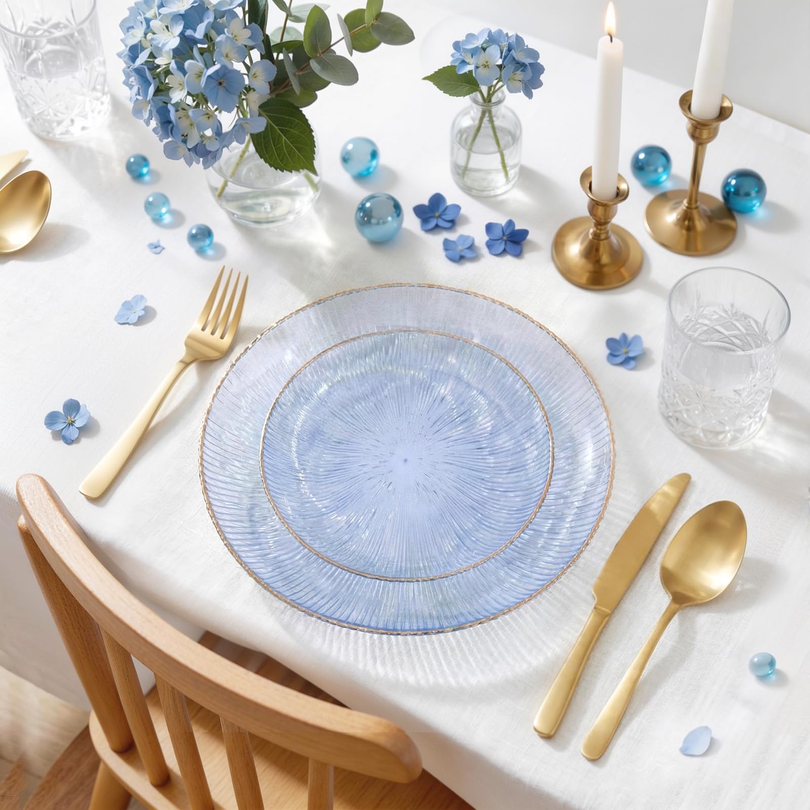 DaYammi 60Pcs Sage Green Plastic Plates with Gold Rim,Disposable Plates Set Includes 30 Dinner Plate & 30 Salad Plate,Fancy Green Party Plates with Radial Texture for Party Wedding Dinner