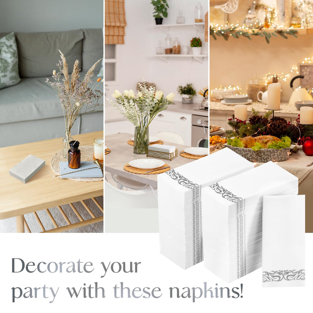 Vplus 200 Pack Paper Napkins Guest Towels Disposable Premium Quality 3-ply Dinner Napkins Disposable Soft, Absorbent, Perfect for Kitchen, Wedding, Parties, Dinners or Events (Gold)