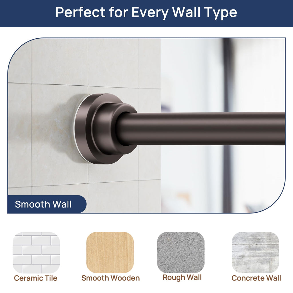 ENJOYBASICS 2 Pack Adjustable Spring Tension Curtain Rods 32 to 66 Inches, Stainless Steel Matte Black Shower Rod No Drilling for Window, Bathroom, Closet, Room Divider, 7/8" Diameter