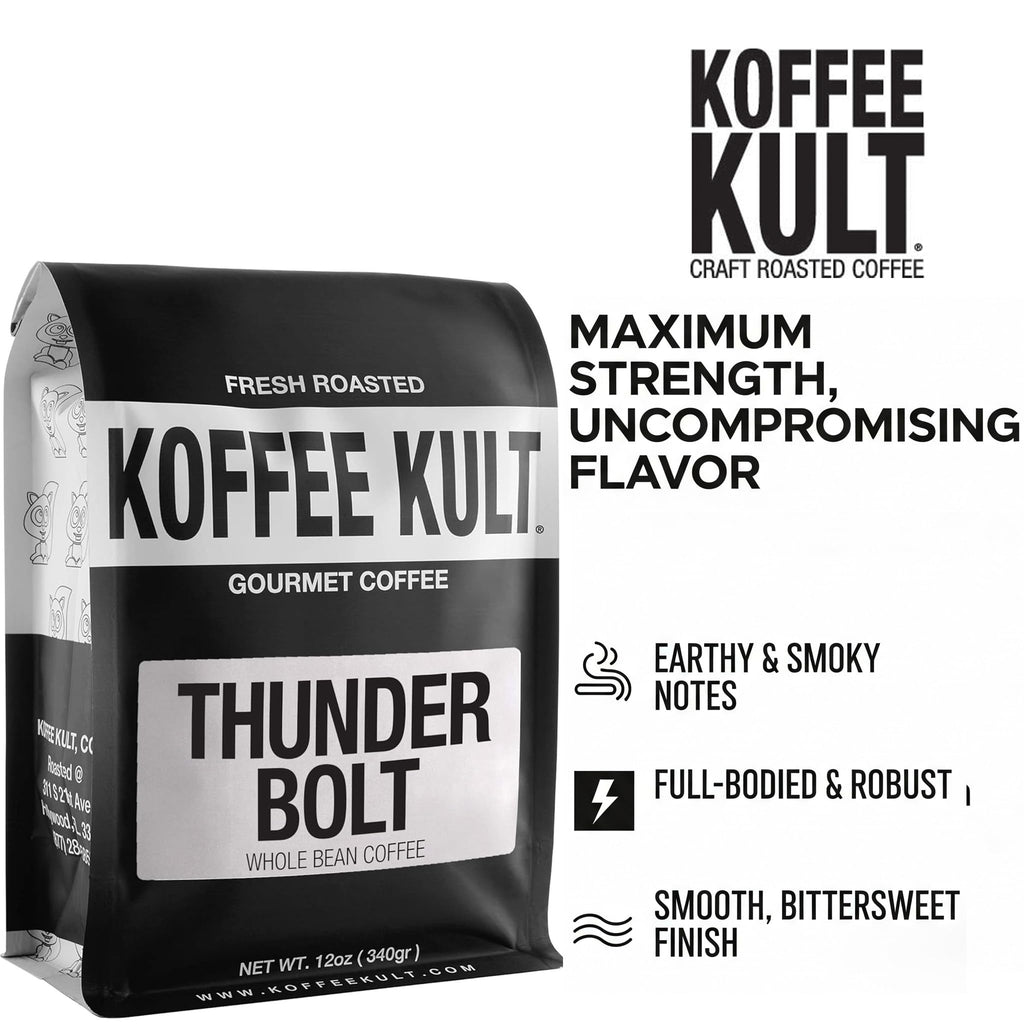 Koffee Kult Dark Roast Whole Bean Coffee - Small Batch 100% Arabica Gourmet Blend, Smooth and Well Balanced Artisan Roasted in 32oz Resealable Package