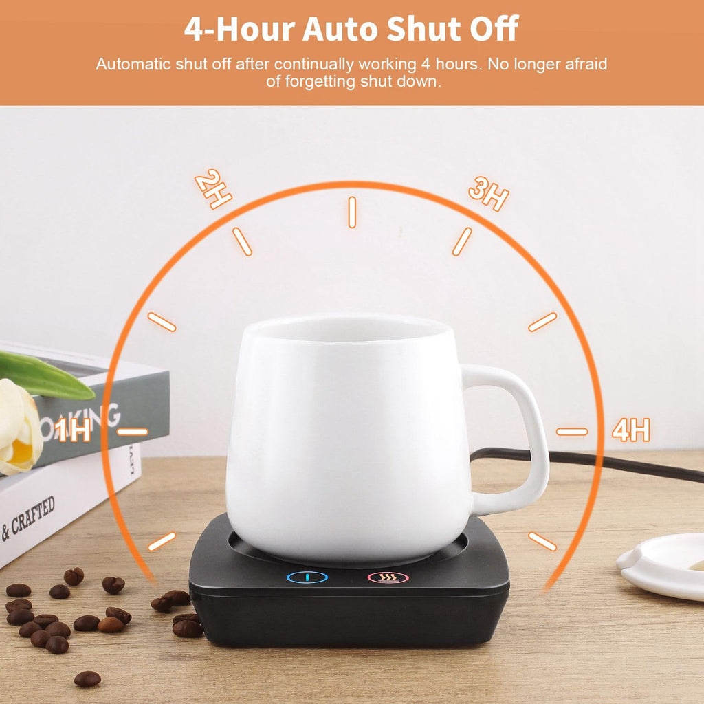 VOBAGA Imitation Wood Grain Coffee Cup Warmer & Mug Warmer for Desk, Electric Coffee Warmer Plate with 3-Temp Settings for Tea, Cocoa, Milk with Auto Shut Off After 4 Hours, Coffee Gifts for Women Men