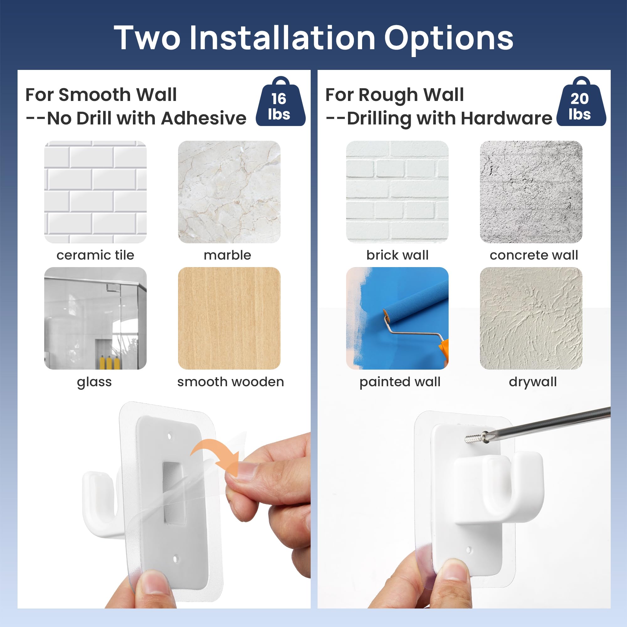 ENJOYBASICS No Drill Curtain Rods for Window 28 to 47 Inches, 5/8 Inch Diameter Renter Friendly Drapery Rod with Adhesive Brackets without Drilling, Adjustable from 27 to 52 Inches, Black