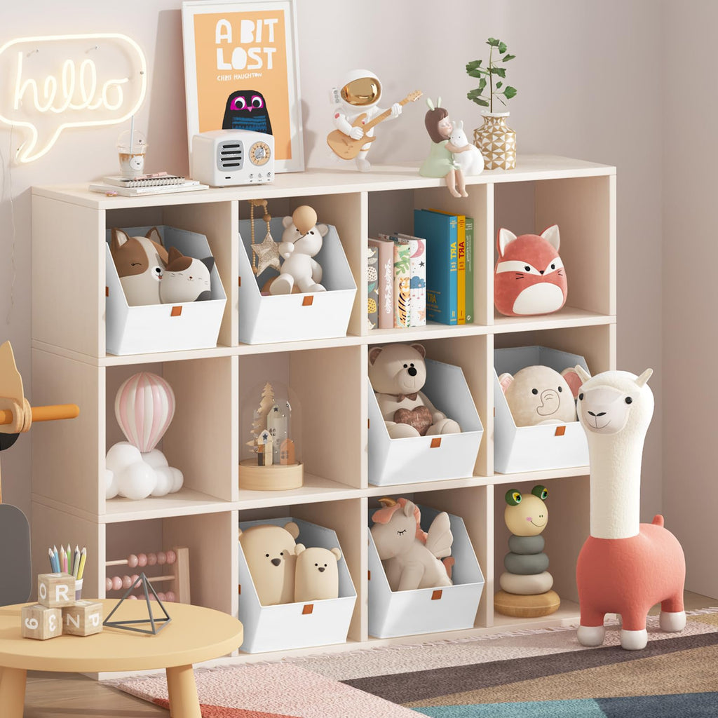 Homsorout Fabric Closet Storage Cubes - 6 Pack Square Storage Bins with Dual Handles for Clothes, Towels, Toys, Cube Storage Organizers for Bedroom, Nursery, Shelves, Closet, Small Spaces, Beige