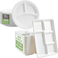 Vplus 500 Pack 5 Compartment Plates and 500 Pack 10 Inch 3 Compartment Plates