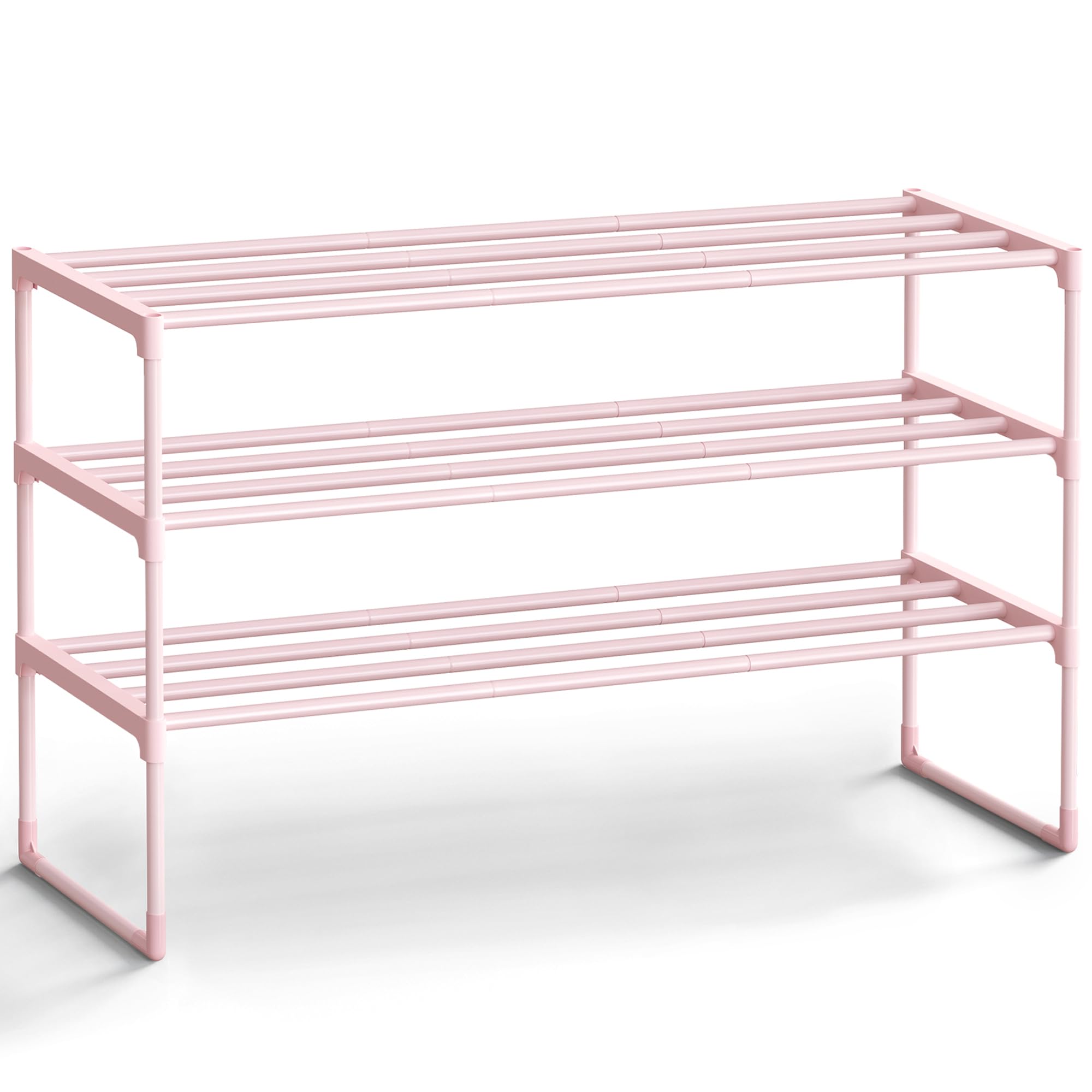 SONGMICS Shoe Rack, 3-Tier Shoe Organizer, Metal Storage Shelf, Upright or Upside Down, for 16-20 Pairs, Stackable, for Entryway, 11.8 x 36.2 x 21.7 Inches, Black ULSA303B02