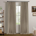 INOVADAY 100% Blackout Curtains for Bedroom, Black Out Curtains 84 Inch Long, Clip Rings Linen Blackout Drapes, Thermal Insulated Room Darkening for Living Room, 2 Panels - Beige,W50xL84