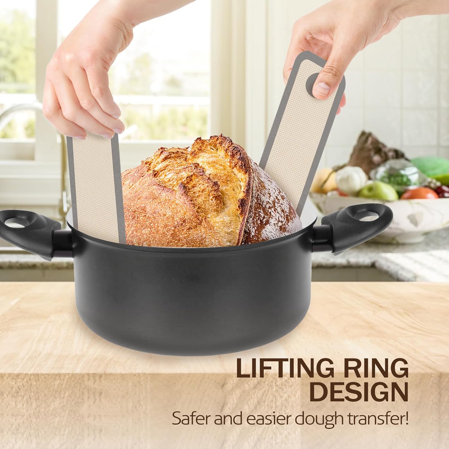 Silicone Bread Sling for Dutch Oven, 2 PCS Non-Stick & Easy Clean Reusable Sourdough Mat, Sourdough Bread Baking Supplies, Tools ＆ Accessories