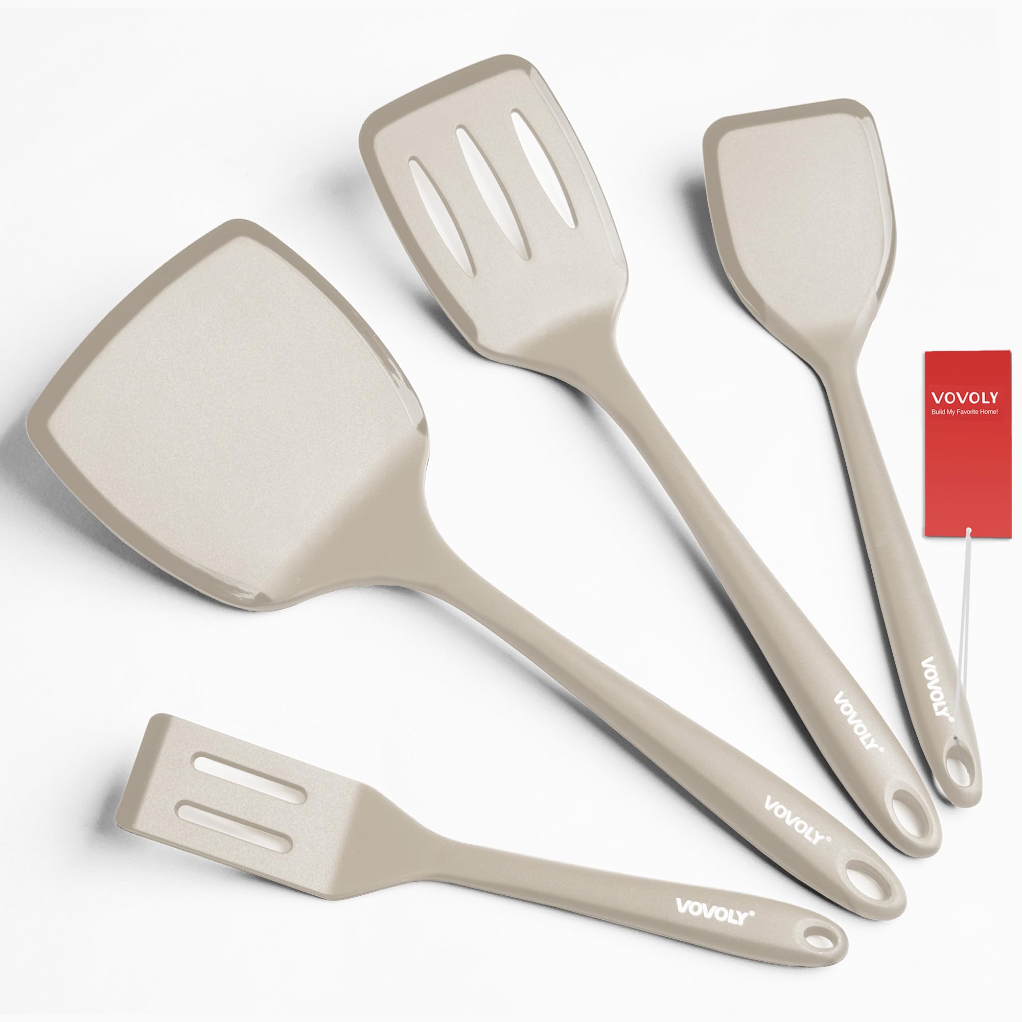 Silicone Spatula Set, 600°F Heat Resistant Silicone Spatula Turner Flipper for Cooking, Non Stick and Non Scratch Kitchen Utensils for Eggs & Pancakes, 4 Pack, Black