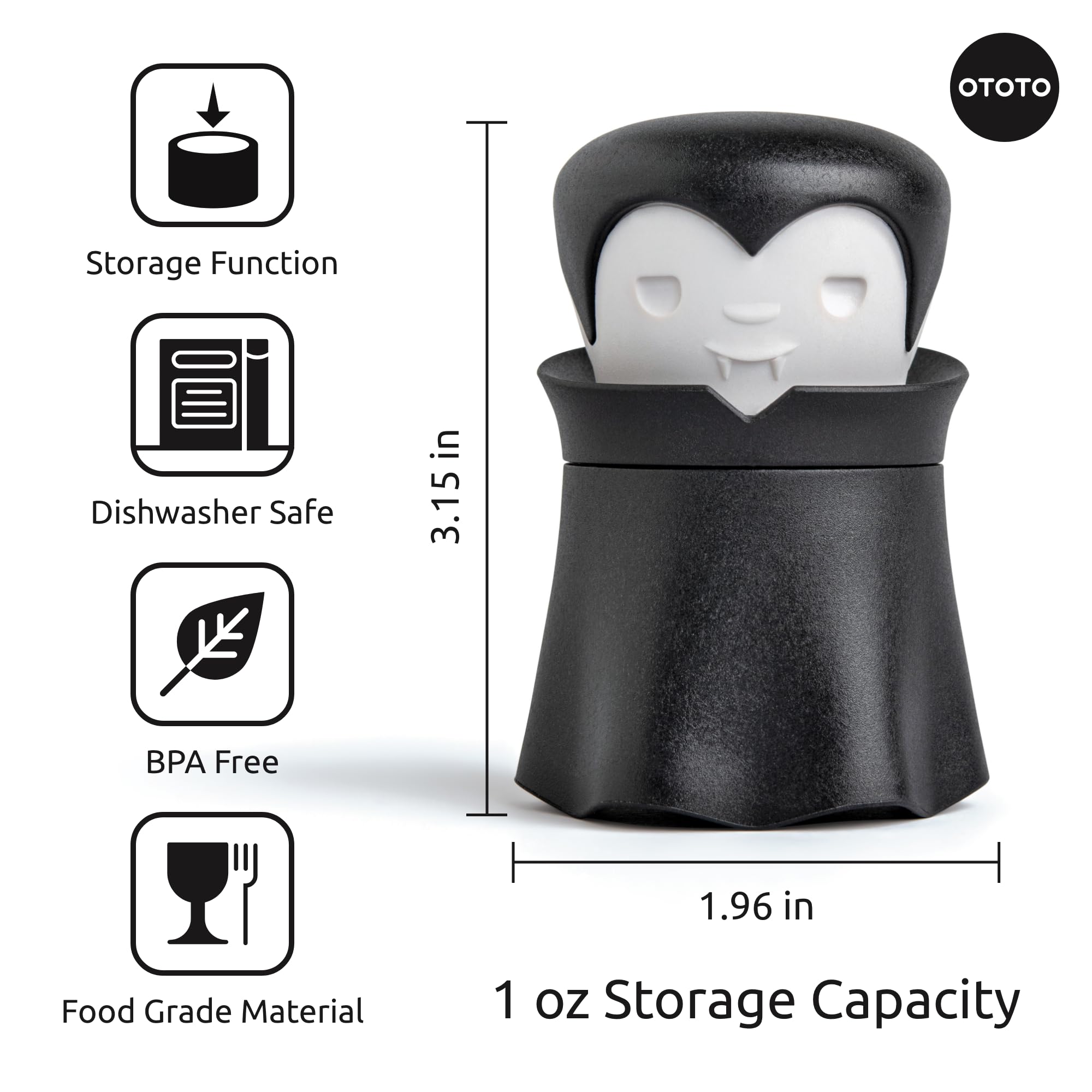 OTOTO New Grindula Herb Grinder - Dracula Gothic Manual Spice Grinder for Kitchen, Halloween Mini Spice Grinder, Unique Kitchen Gadgets, Goth Accessories, Spooky Goth Kitchen Gifts, Black