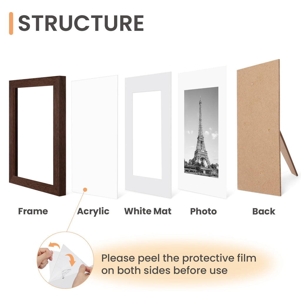 upsimples 5x7 Picture Frame Set of 10, Display Pictures 4x6 with Mat or 5x7 Without, Multi Photo Frames Collage for Wall or Tabletop Display, Black