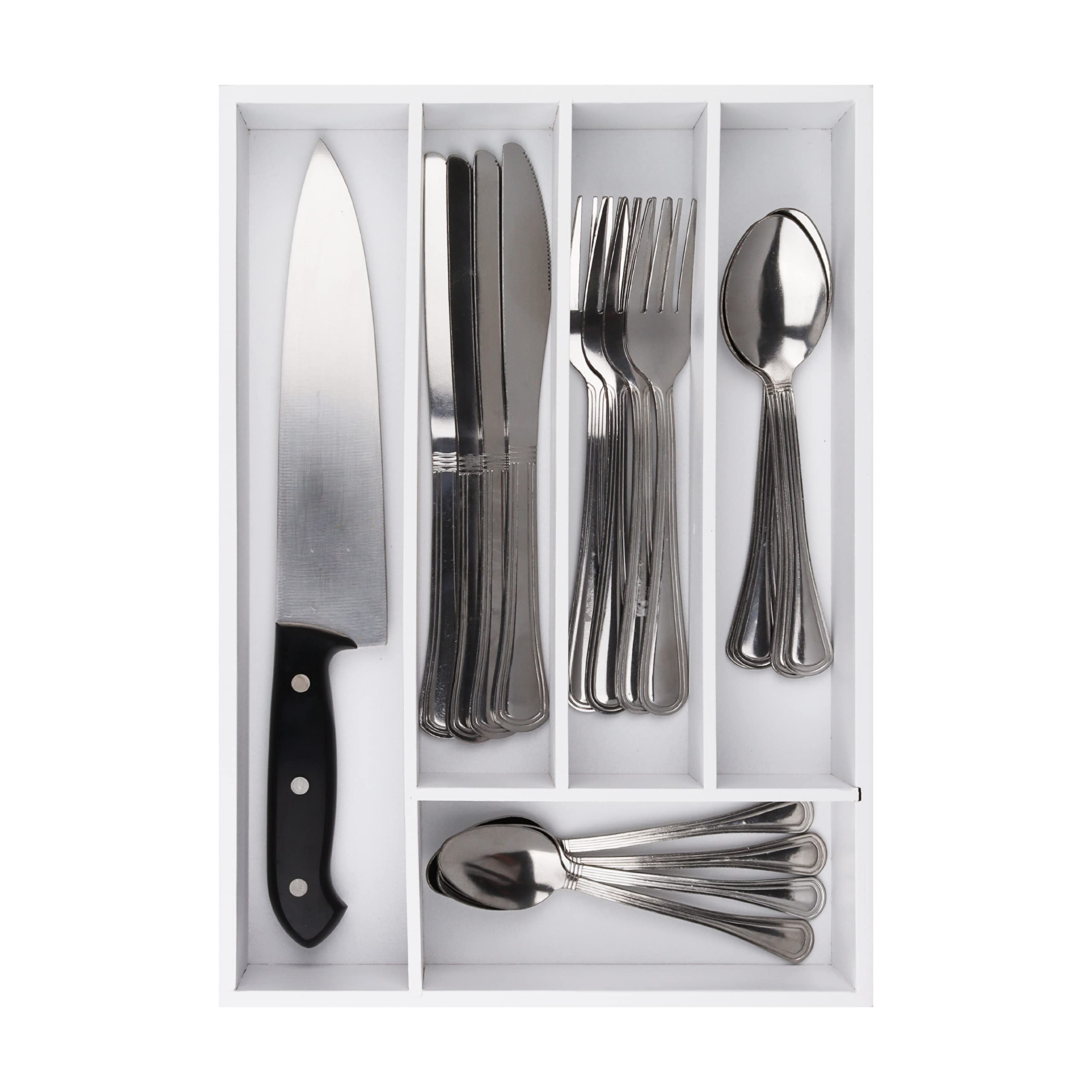 Silverware Organizer - Expandable Kitchen Drawer Organizer - Adjustable Kitchen Drawer Organizer for Utensils, Expandable to 22 Inches Wide, 10 Compartments, Silverware Tray for Drawer